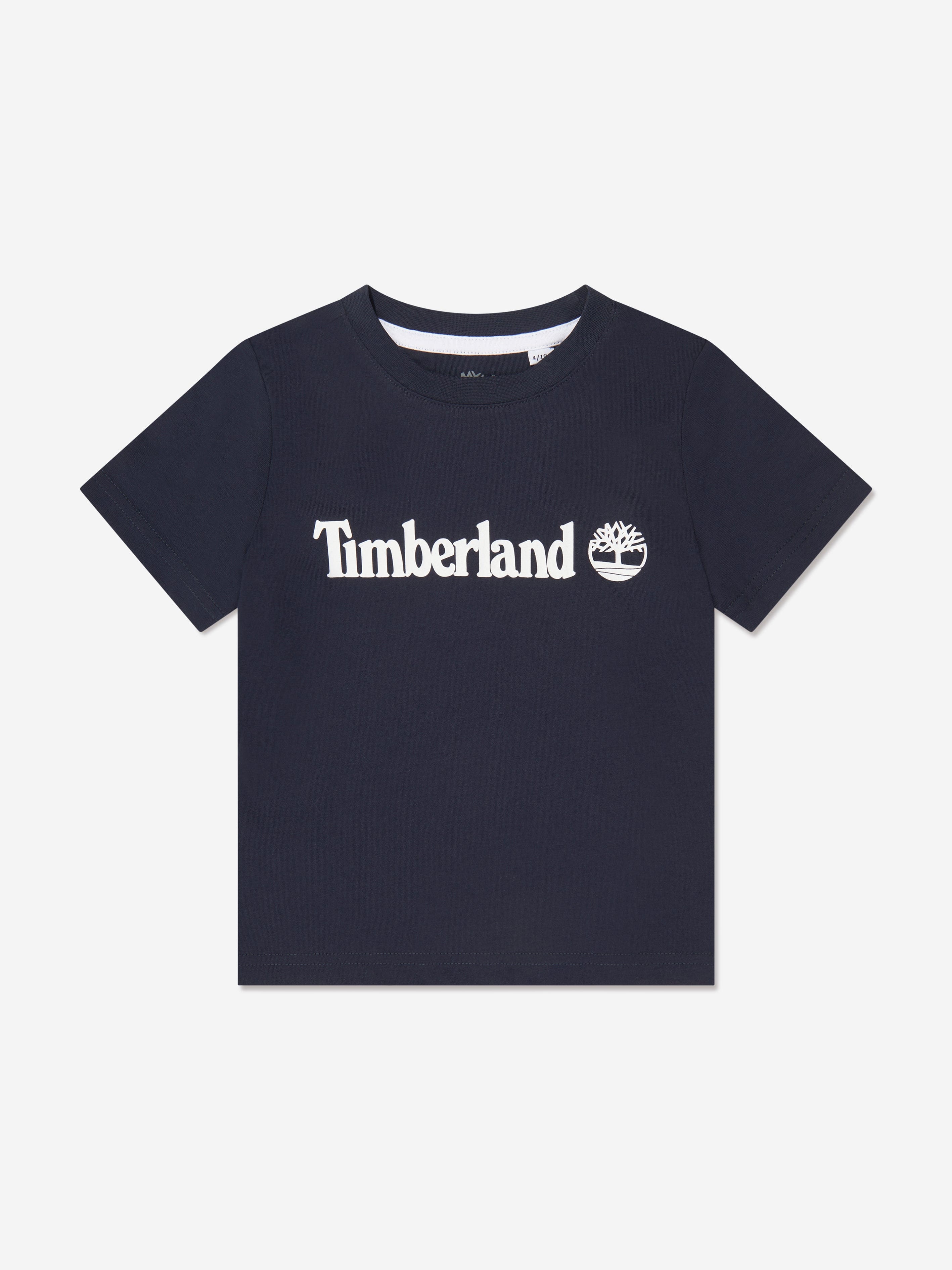 Timberland Boys Logo Print T-Shirt in Navy