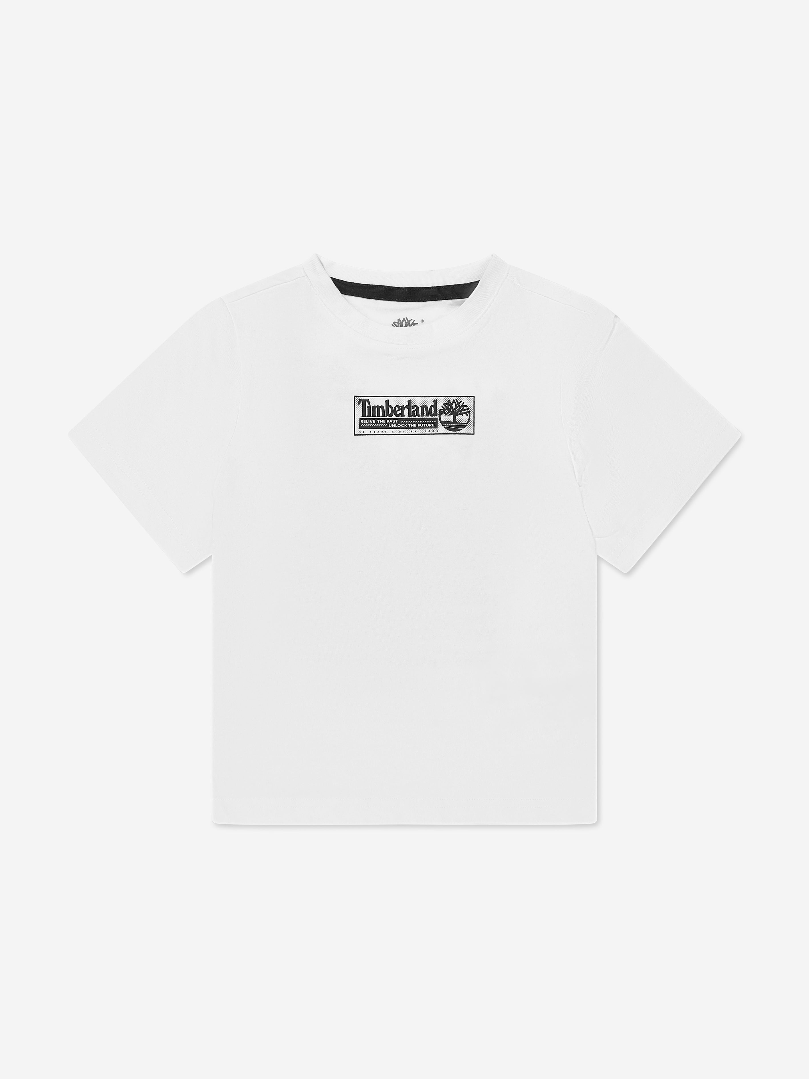 Timberland Boys Logo Print T-Shirt in White