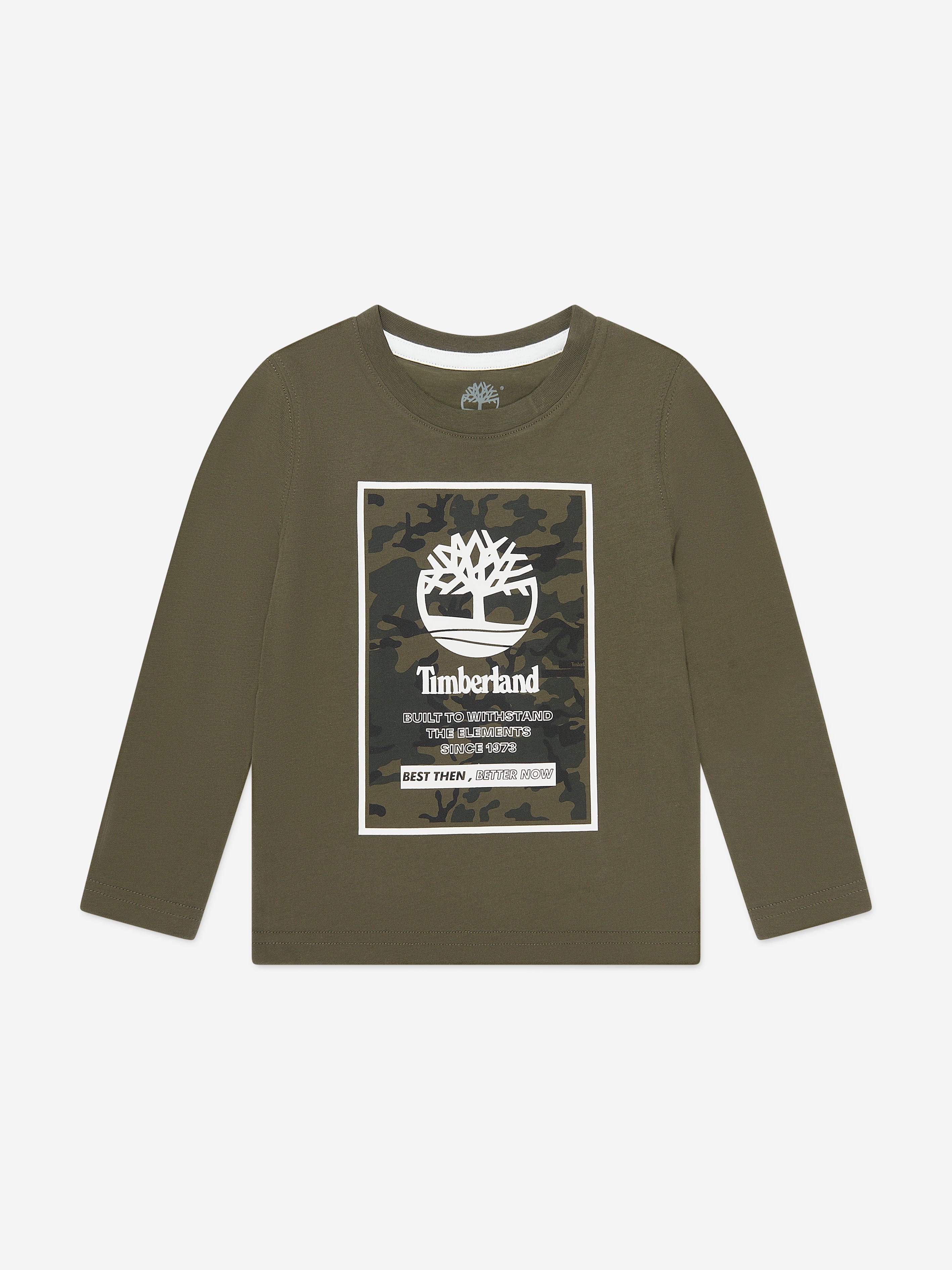 Timberland Boys Long Sleeve Logo T-Shirt in Green