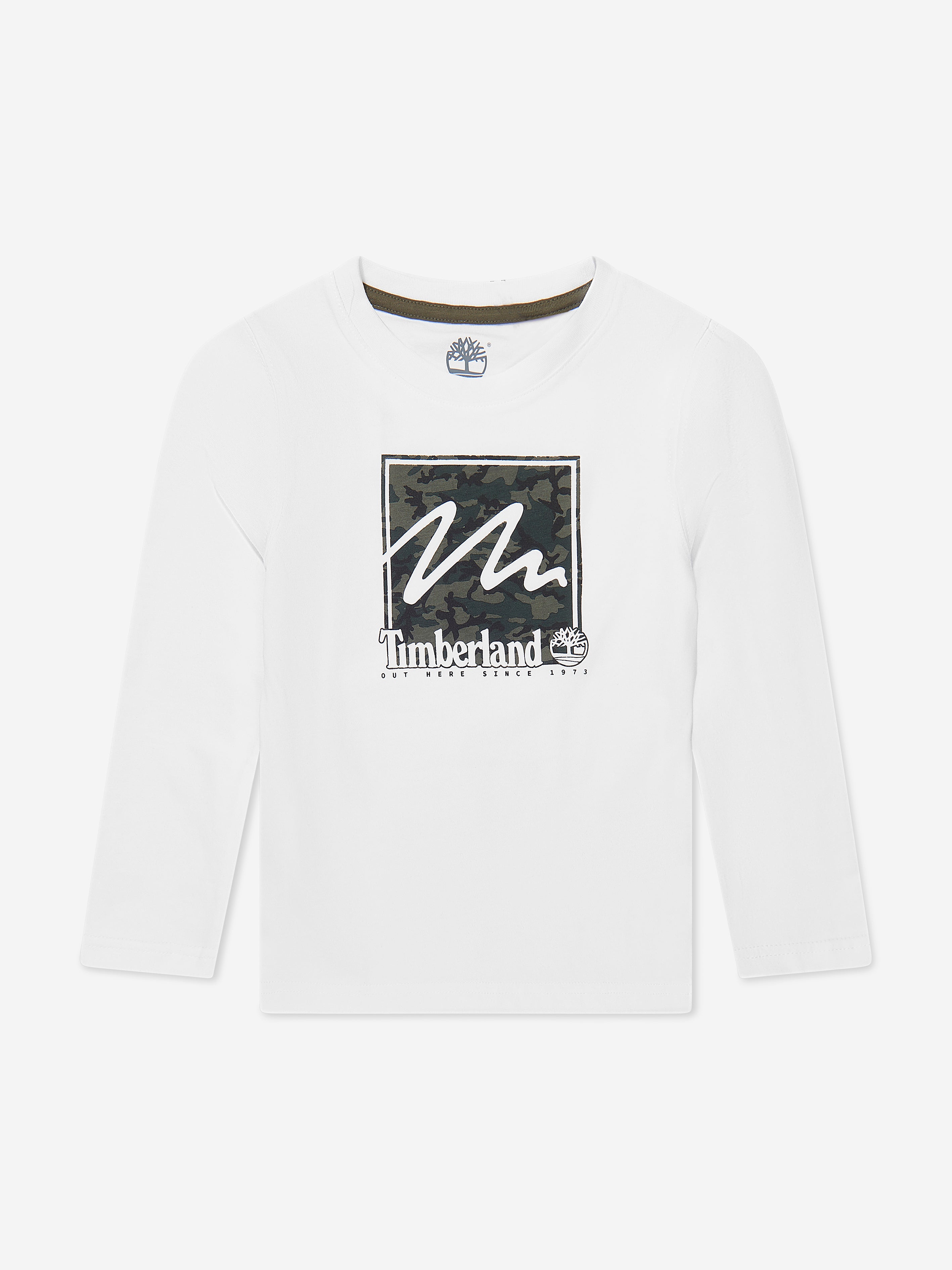 Timberland Boys Long Sleeve Logo T-Shirt in White