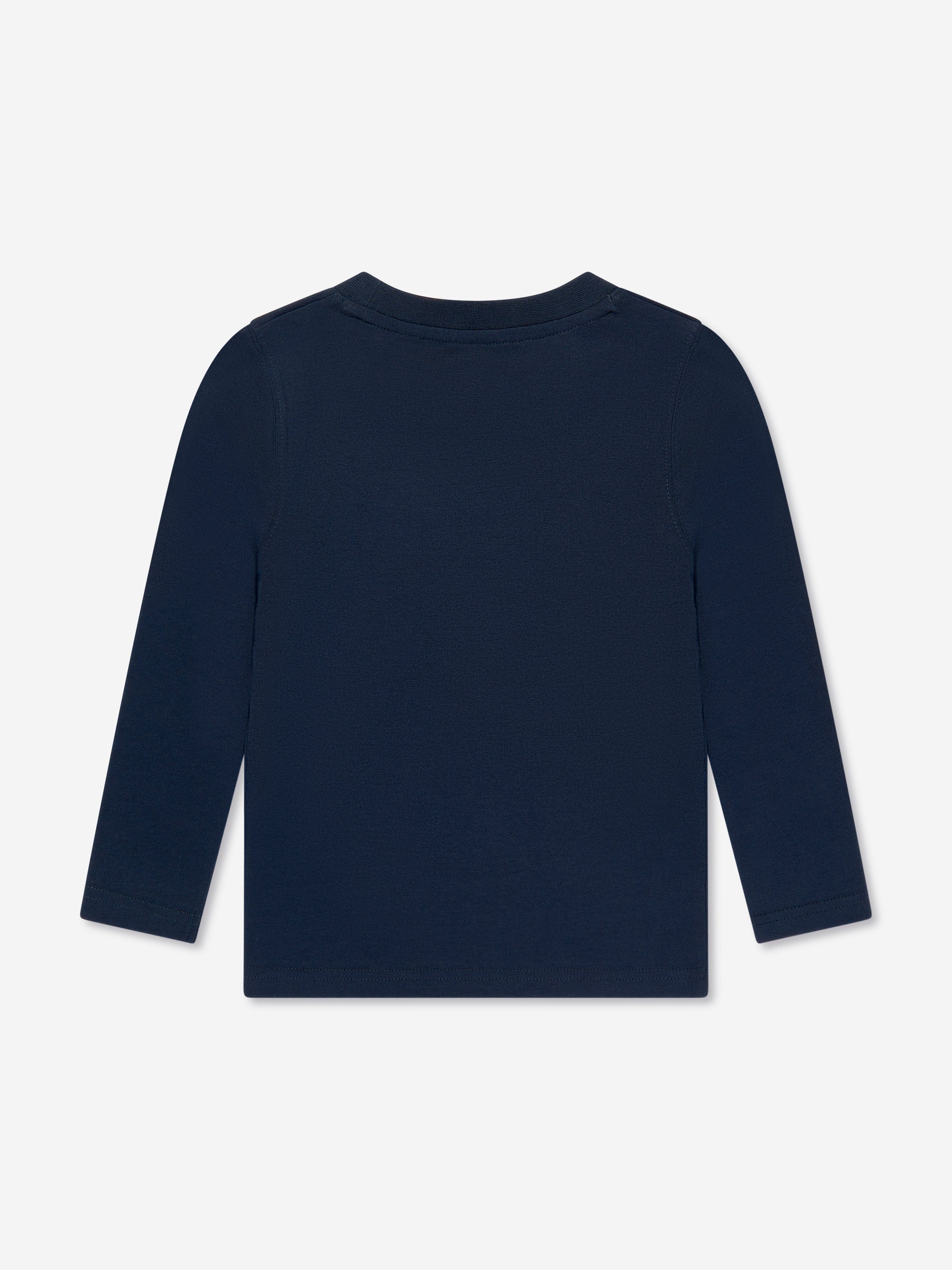 Timberland Boys Long Sleeve Logo T-Shirt in Navy