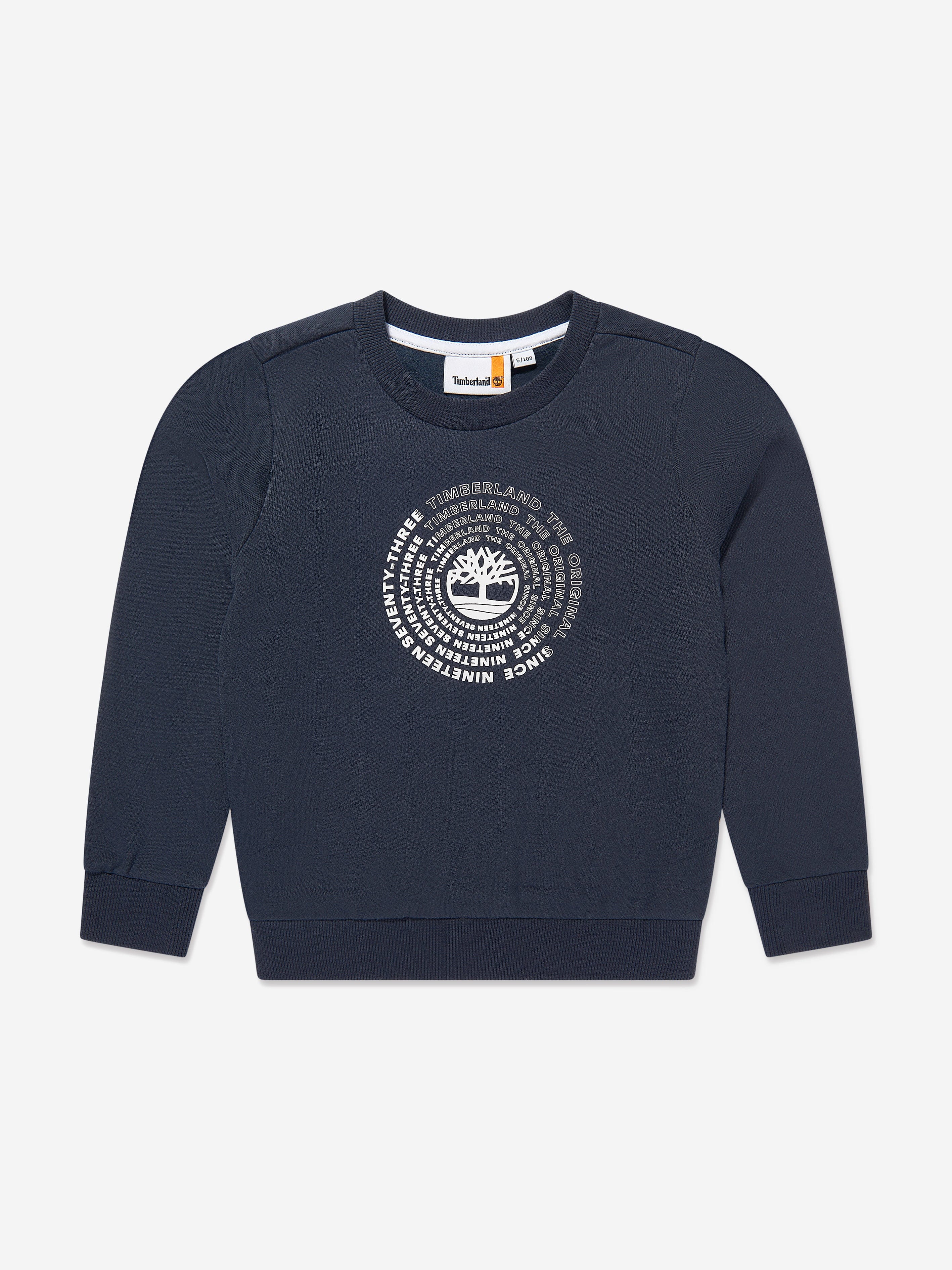 Timberland Boys Logo Print Sweatshirt in Navy