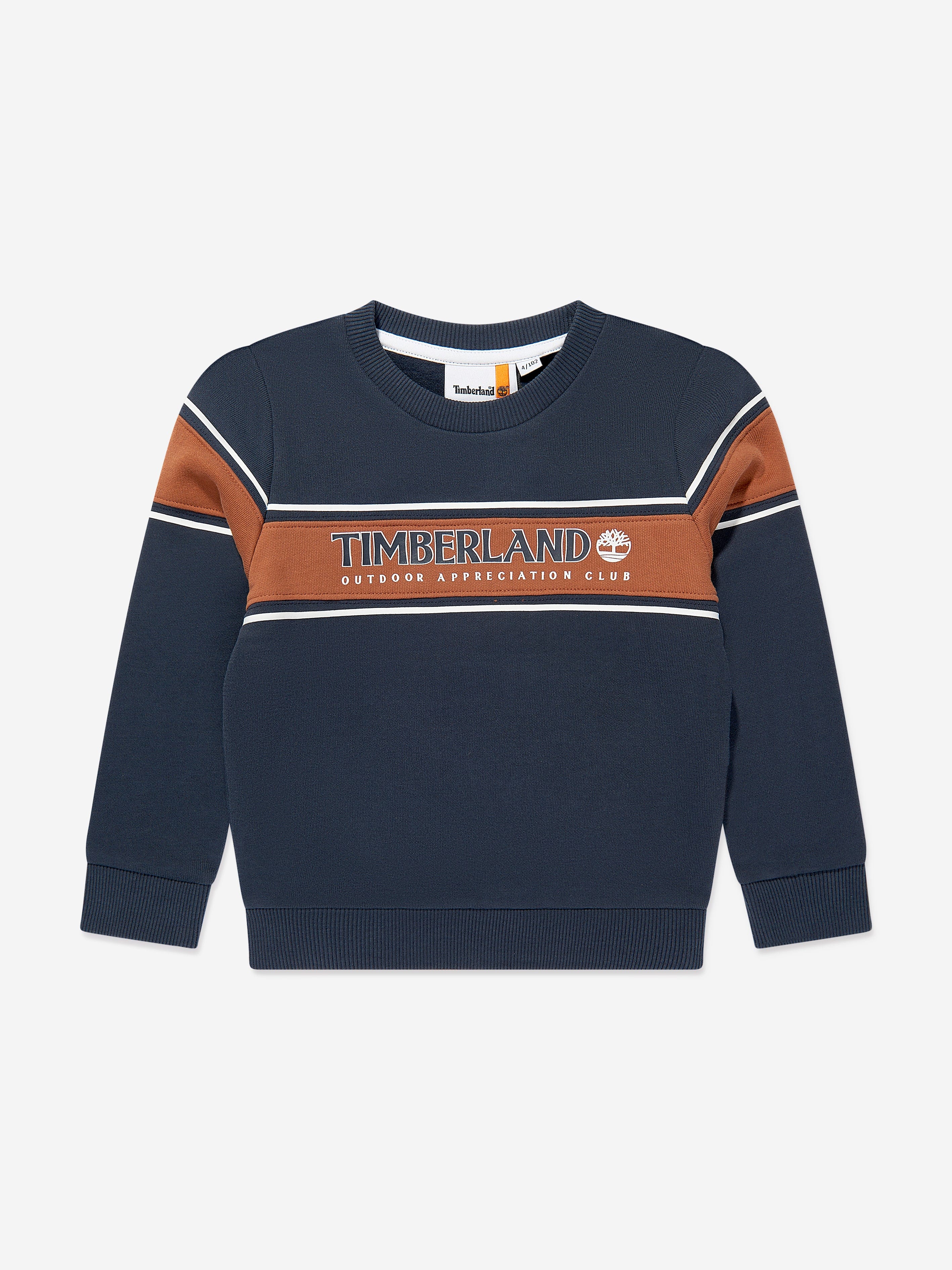 Timberland Boys Logo Print Sweatshirt in Navy