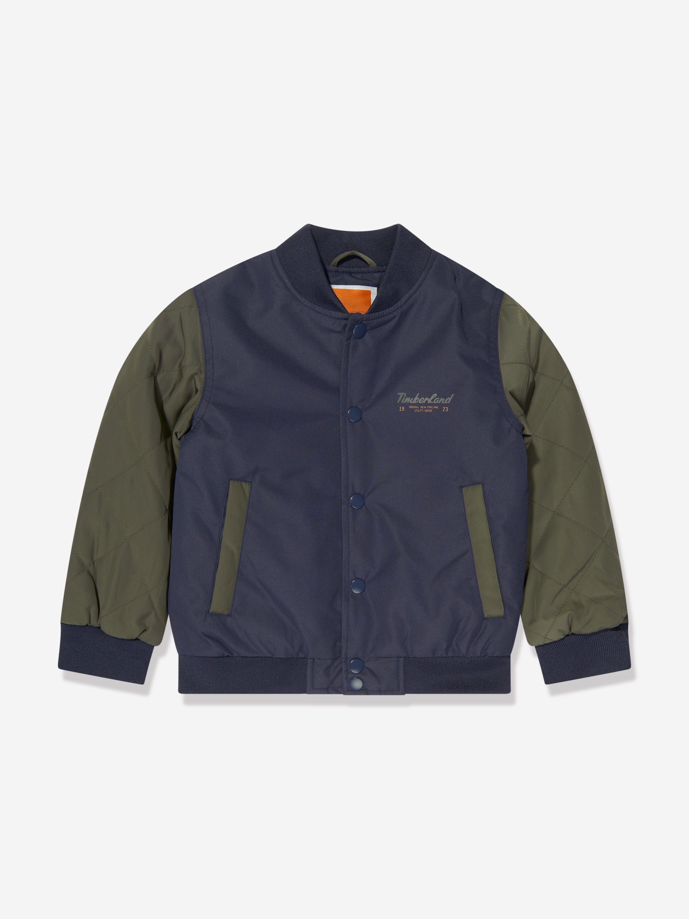 Timberland Boys Logo Bomber Jacket in Navy