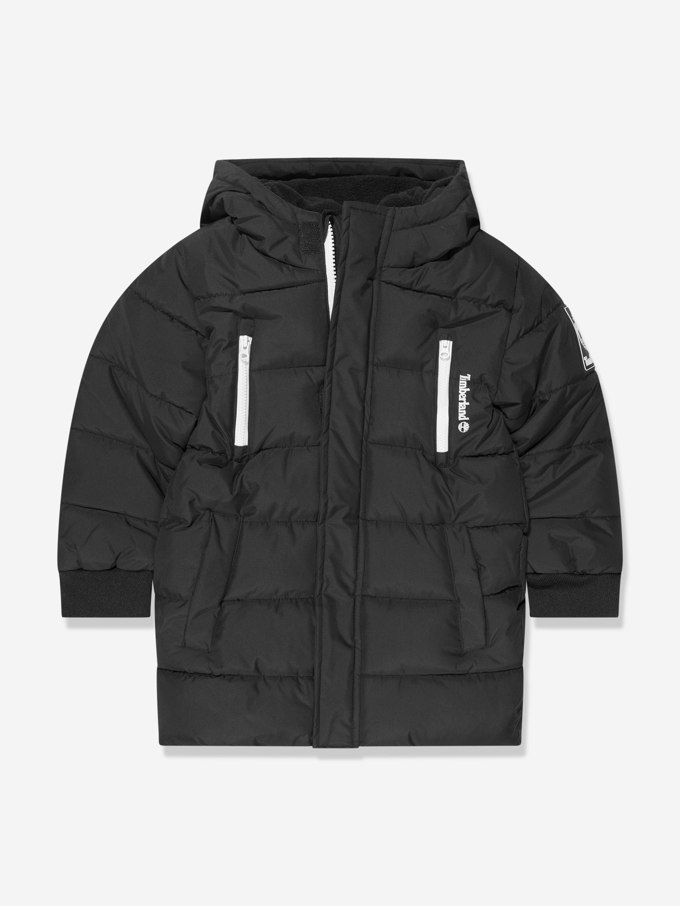 Timberland Boys Long Puffer Jacket in Black