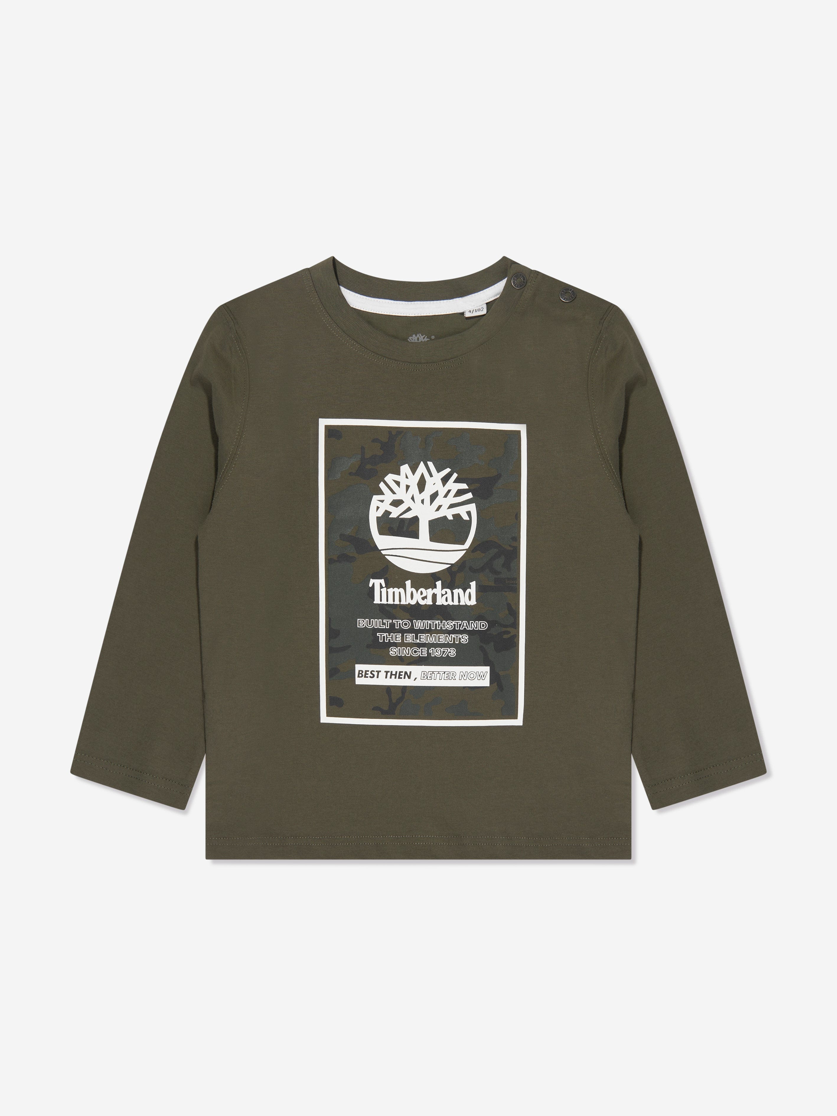 Timberland Baby Boys Long Sleeve Logo T-Shirt in Green