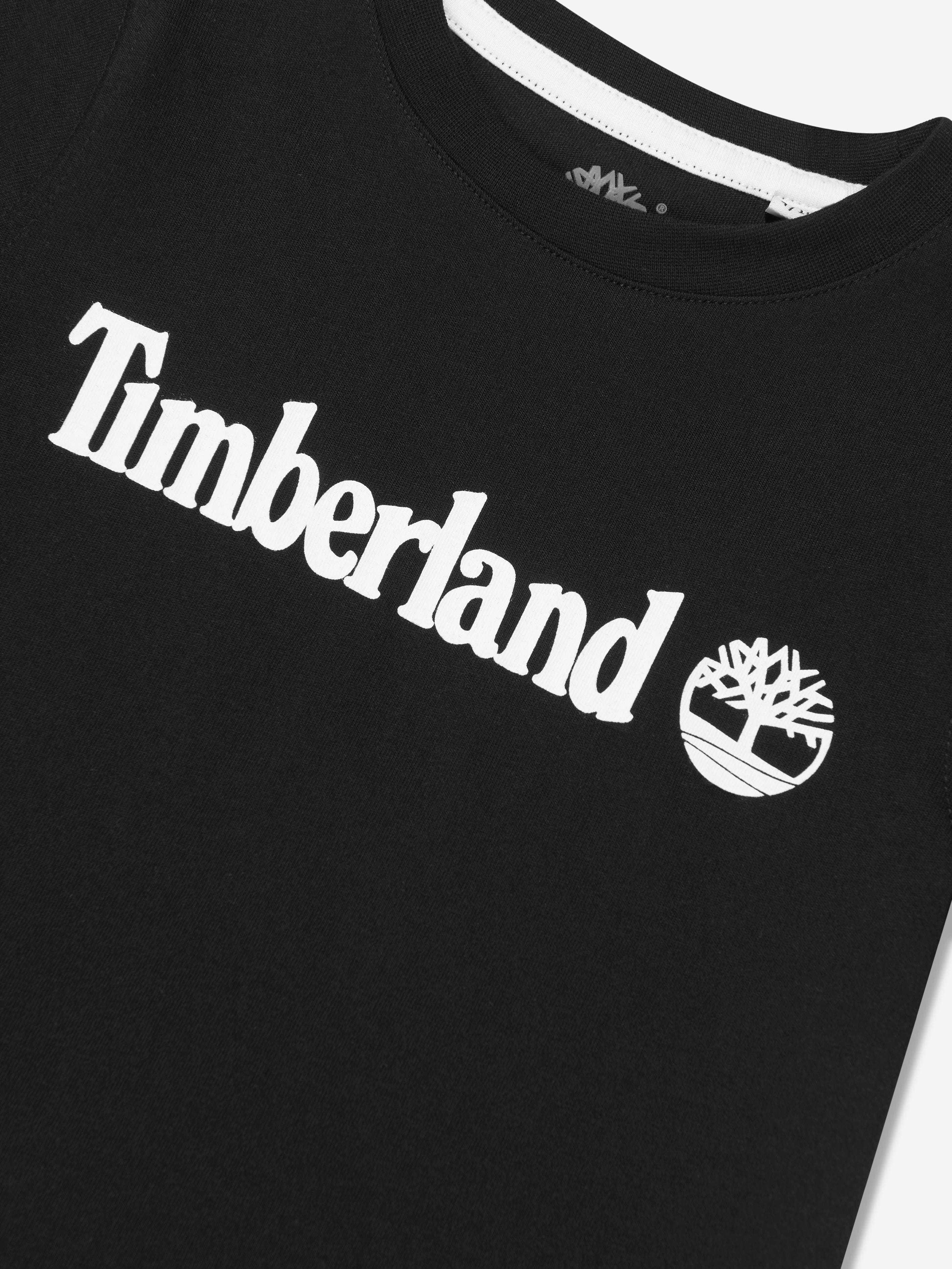 Timberland Boys Organic Cotton Logo T-Shirt in Black