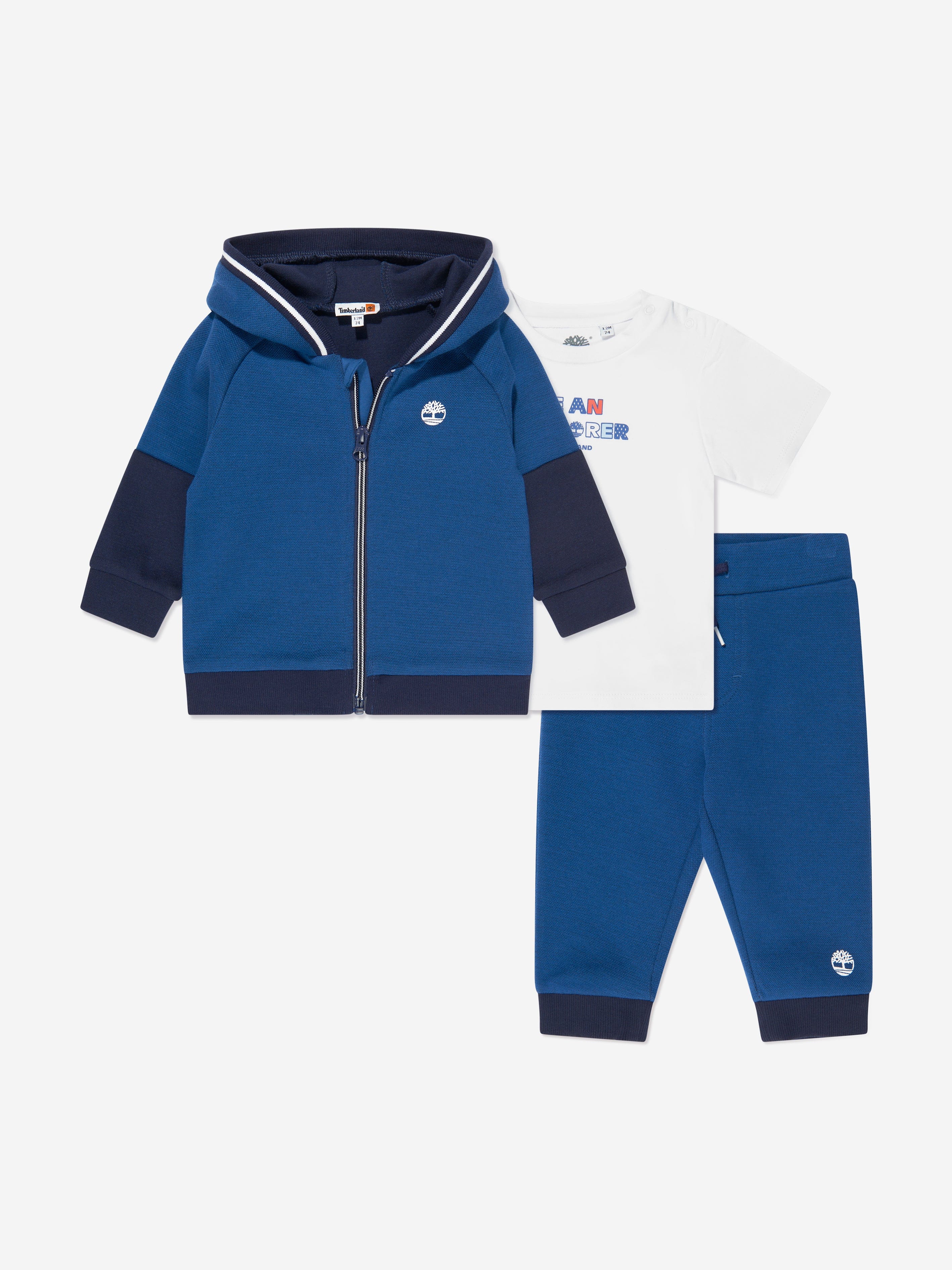 Timberland Baby Boys 3 Piece Tracksuit Set in Blue