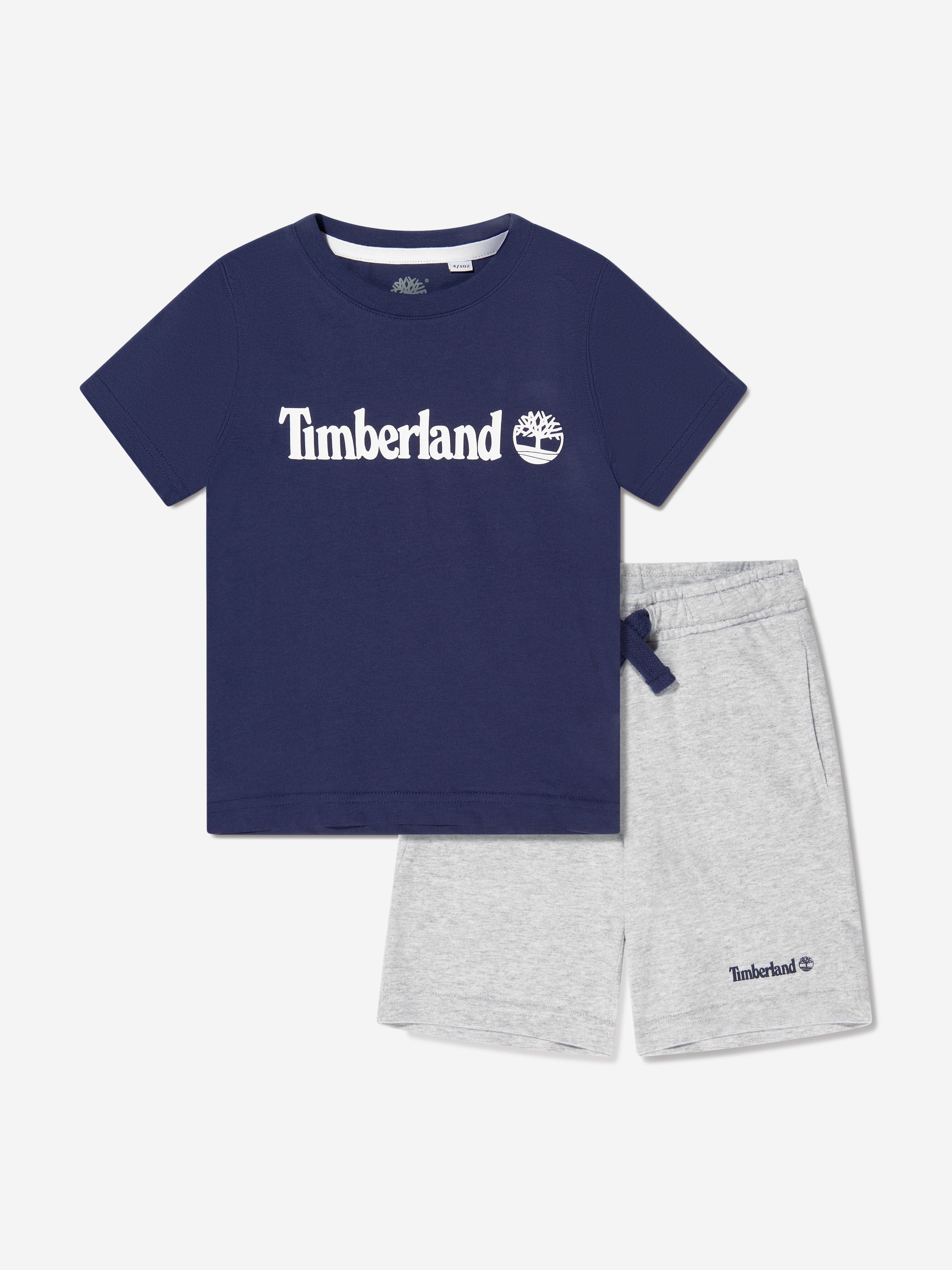 Timberland Boys Organic Cotton T-Shirt And Shorts Set in Navy