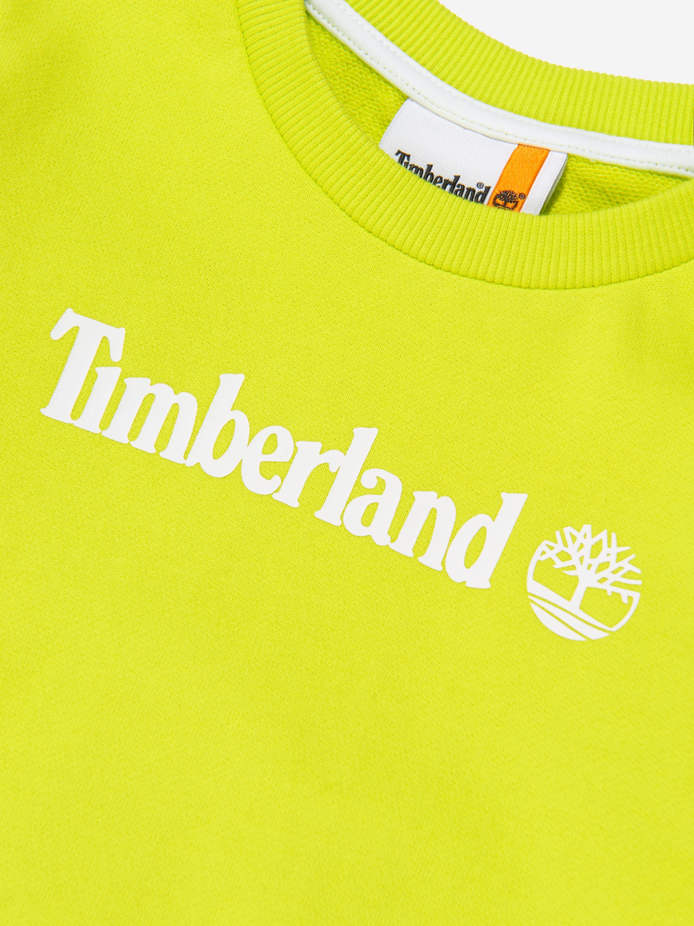 Timberland Boys Organic Cotton Sweatshirt in Lime