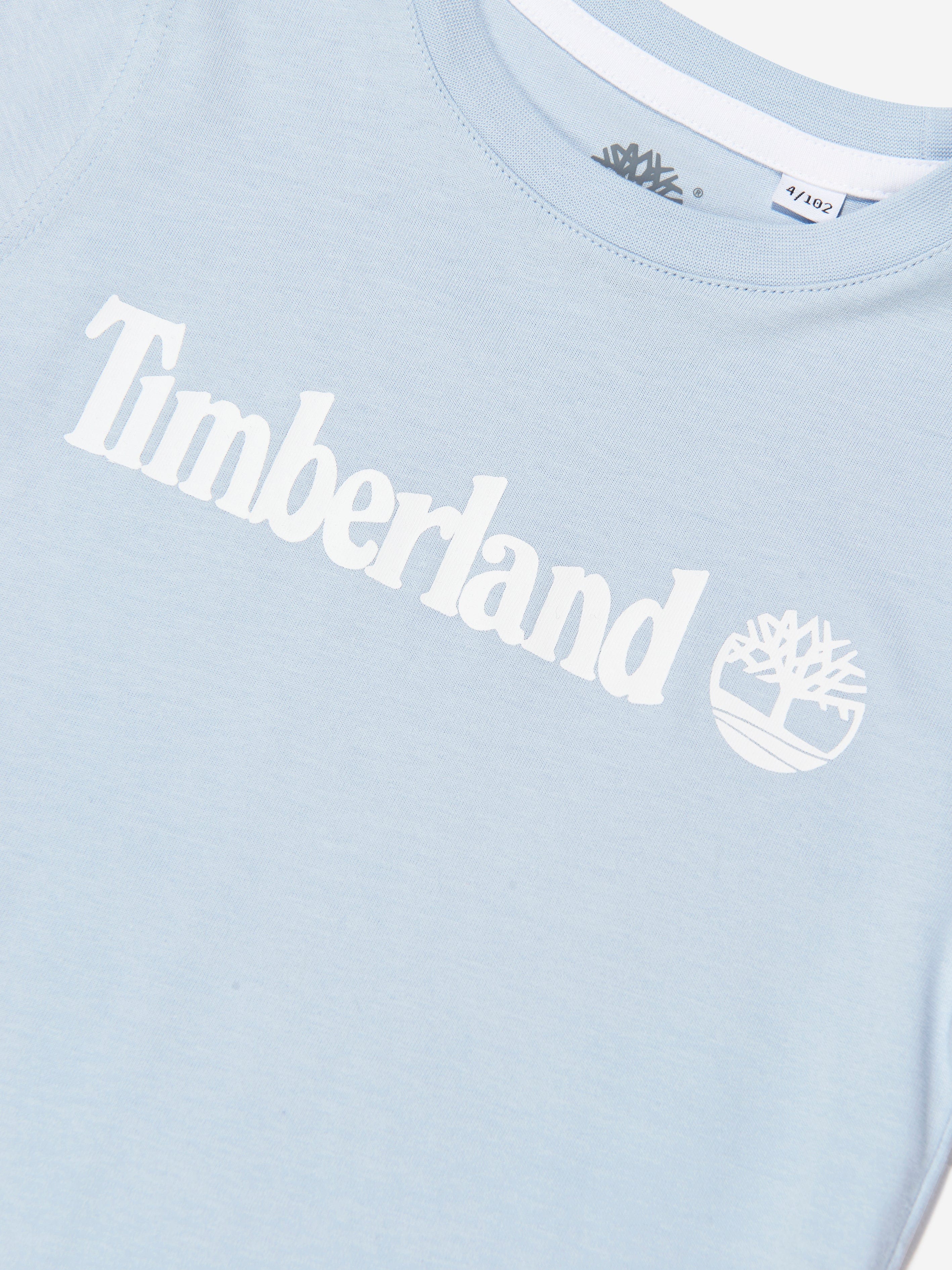 Timberland Boys Organic Cotton Logo T-Shirt in Blue