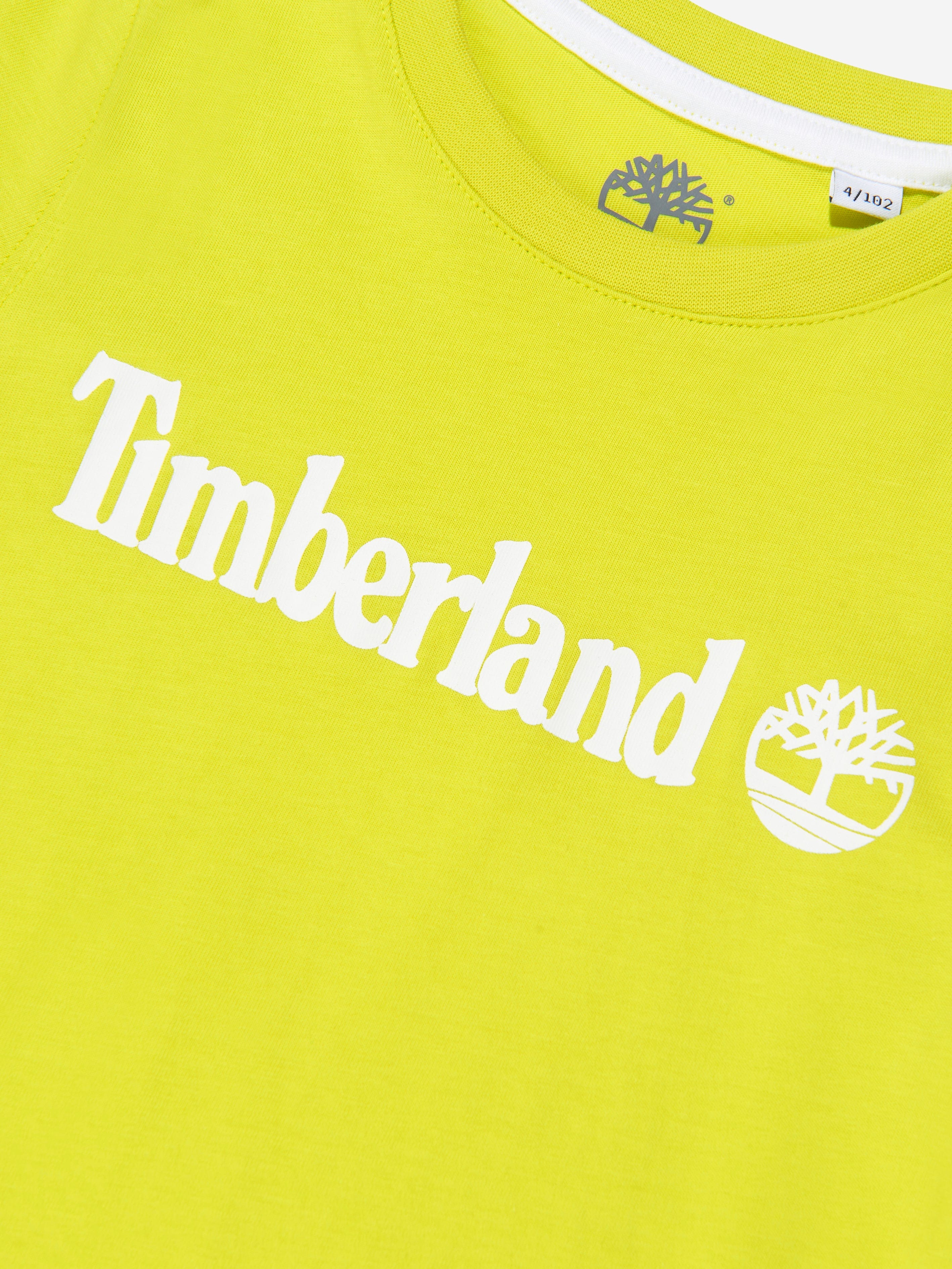 Timberland Boys Organic Cotton Logo T-Shirt in Lime