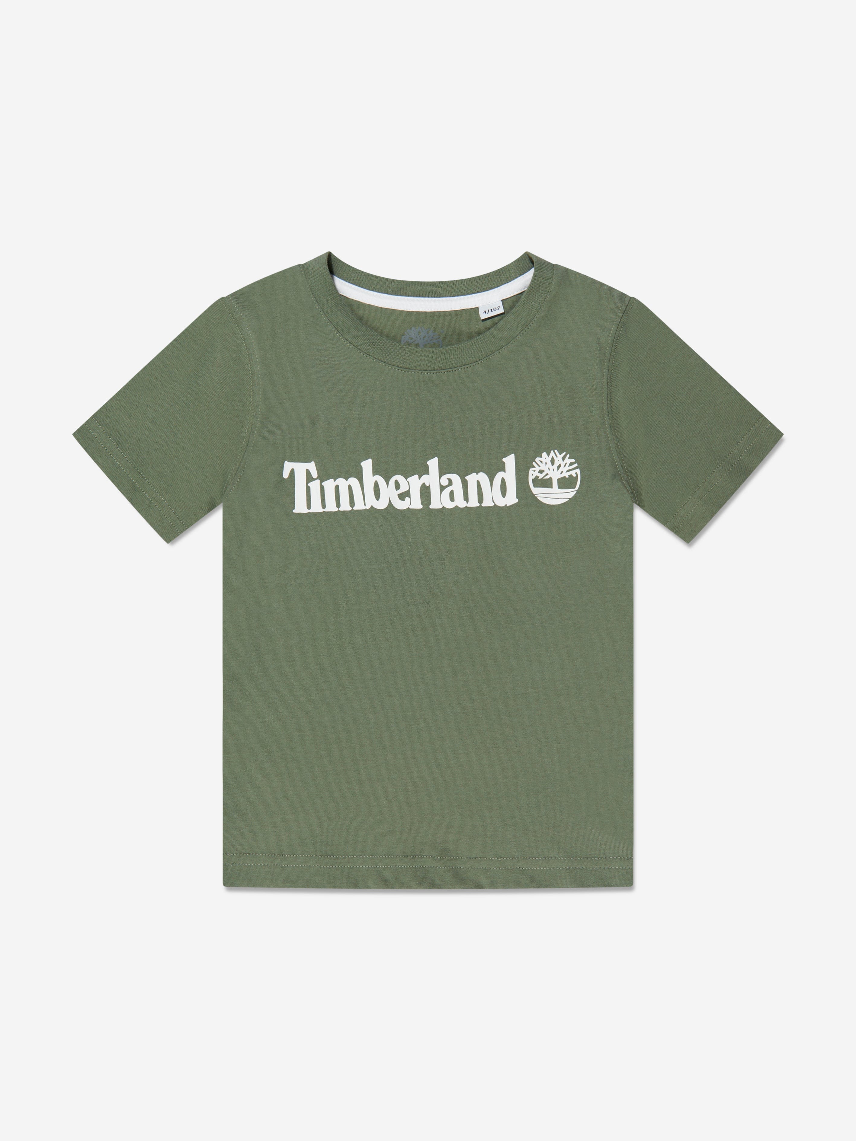 Timberland Boys Organic Cotton Logo T-Shirt in Green