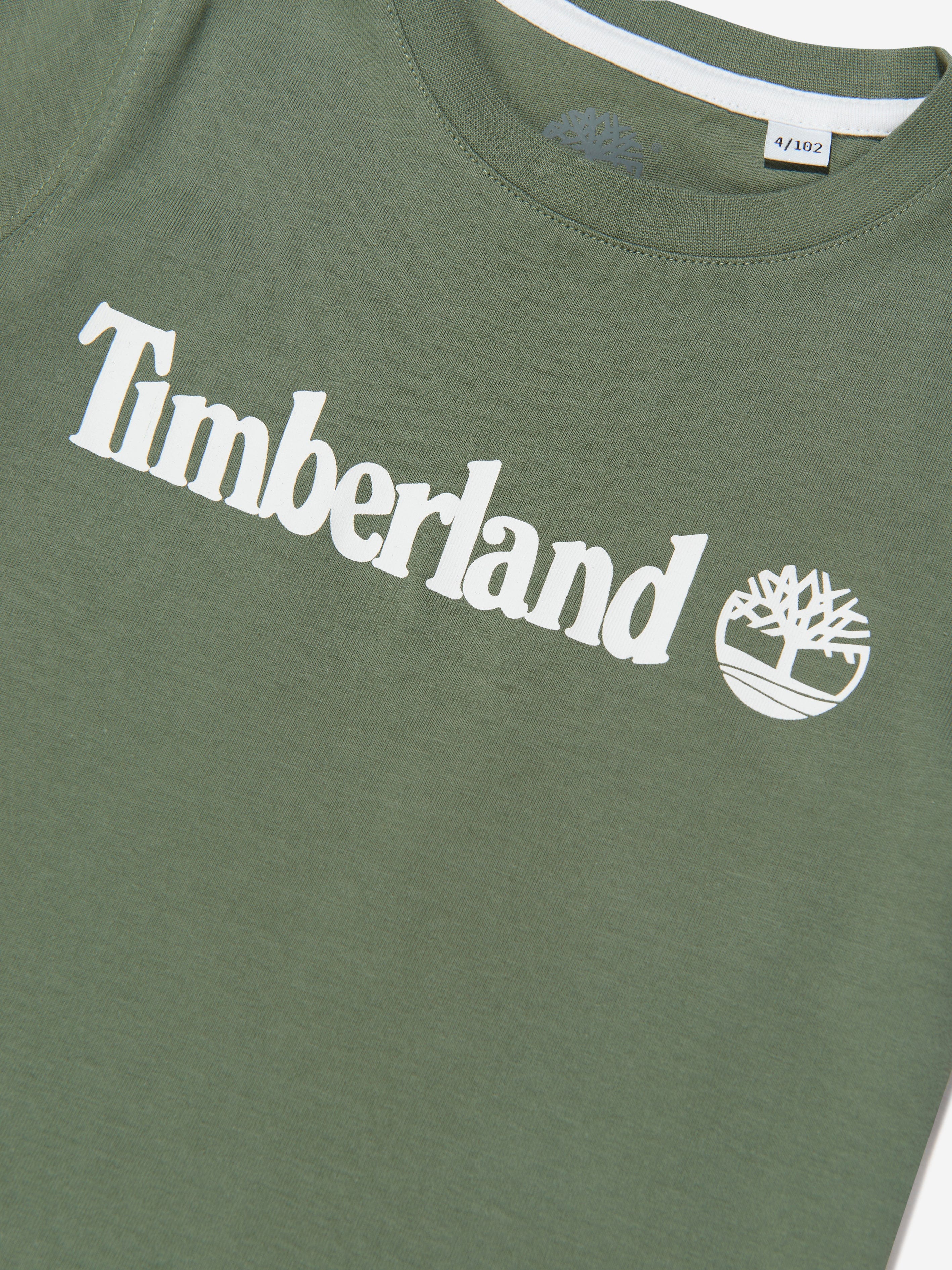 Timberland Boys Organic Cotton Logo T-Shirt in Green