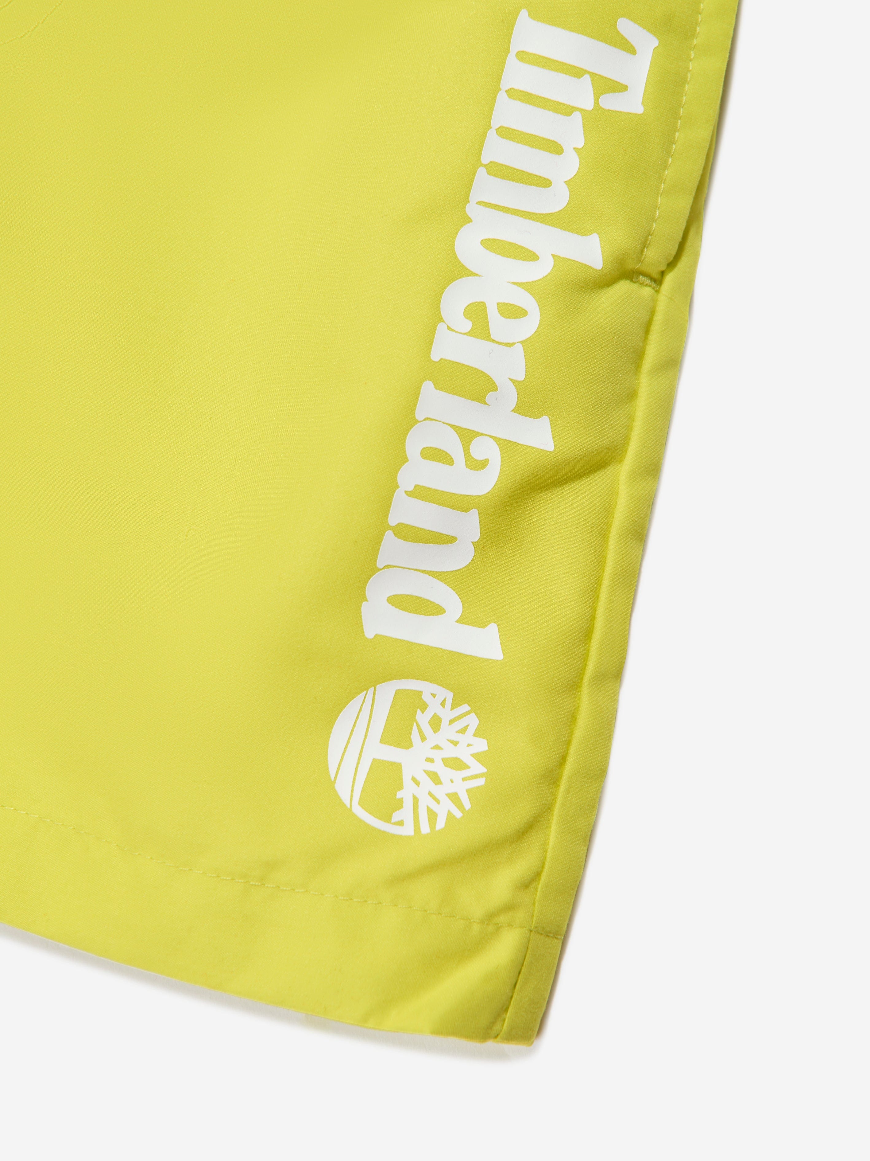 Timberland Boys Logo Swim Shorts in Lime