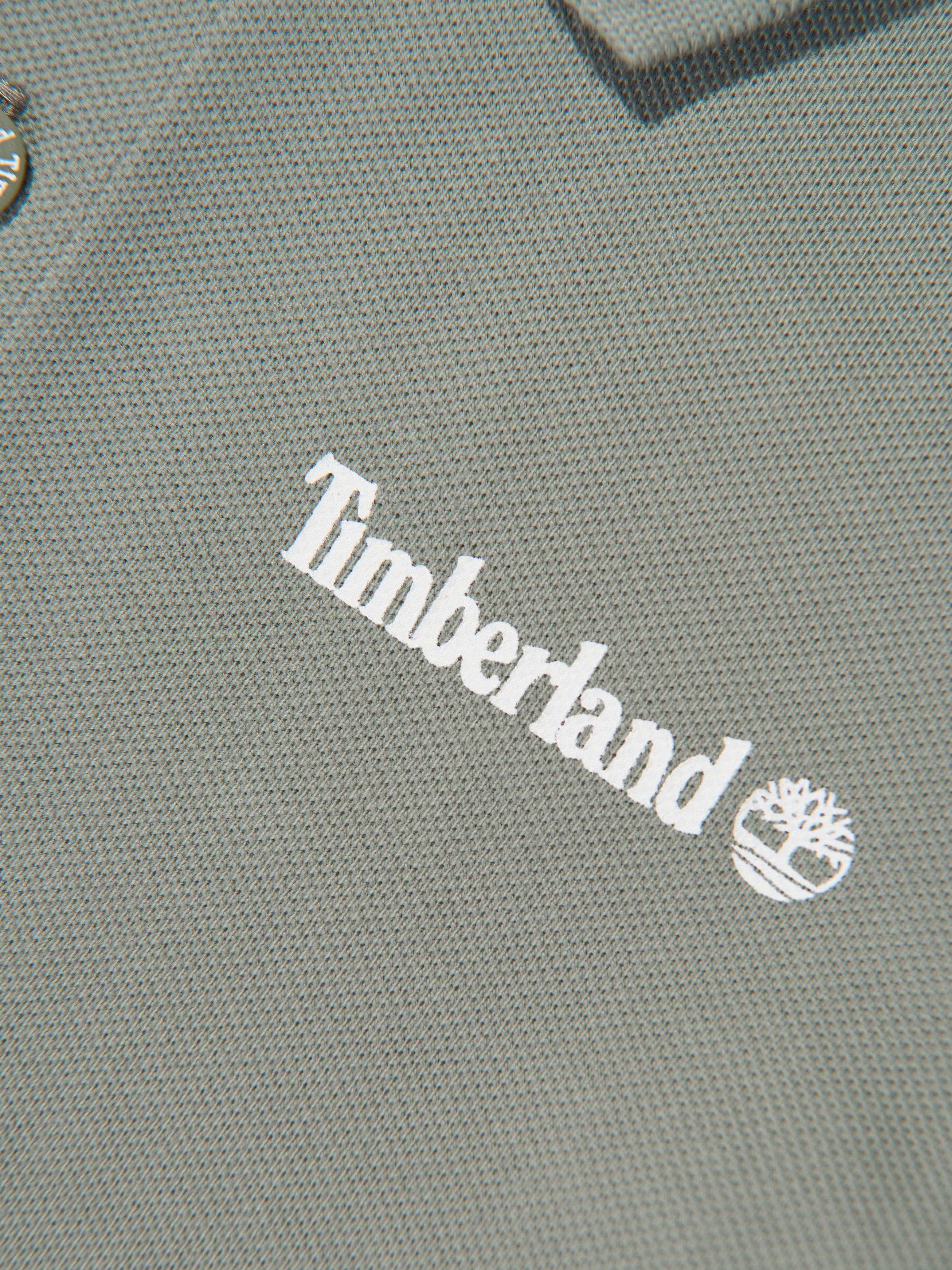 Timberland Boys Organic Cotton Logo Polo Shirt in Green