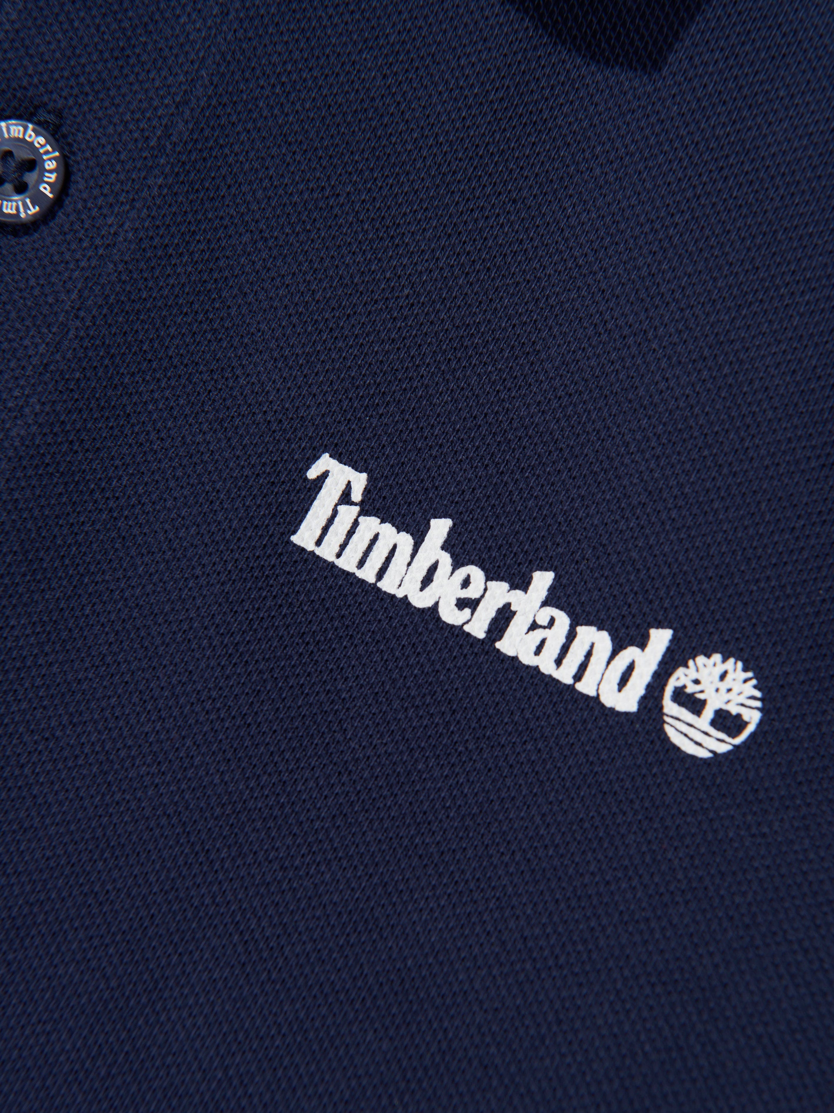 Timberland Boys Organic Cotton Logo Polo Shirt in Navy