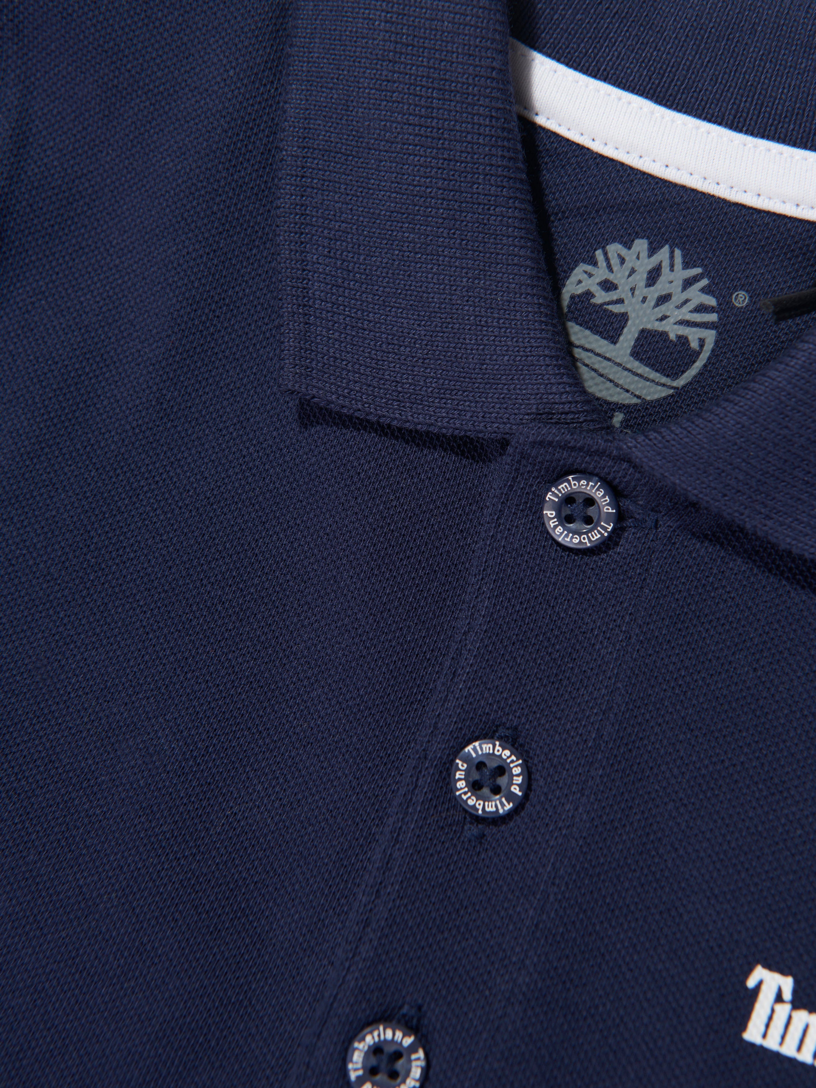 Timberland Boys Organic Cotton Logo Polo Shirt in Navy