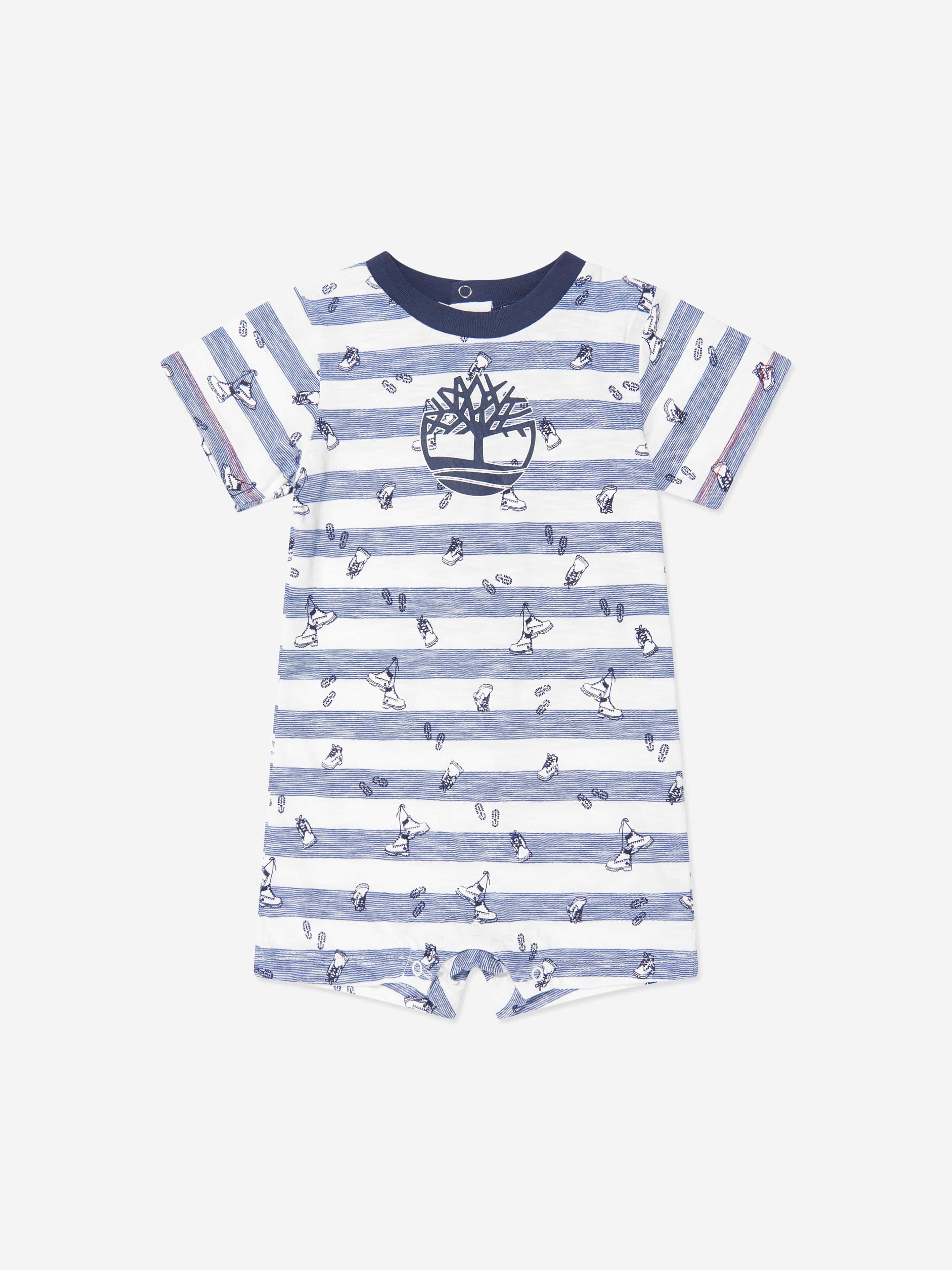 Timberland Baby Boys Striped Romper in Blue