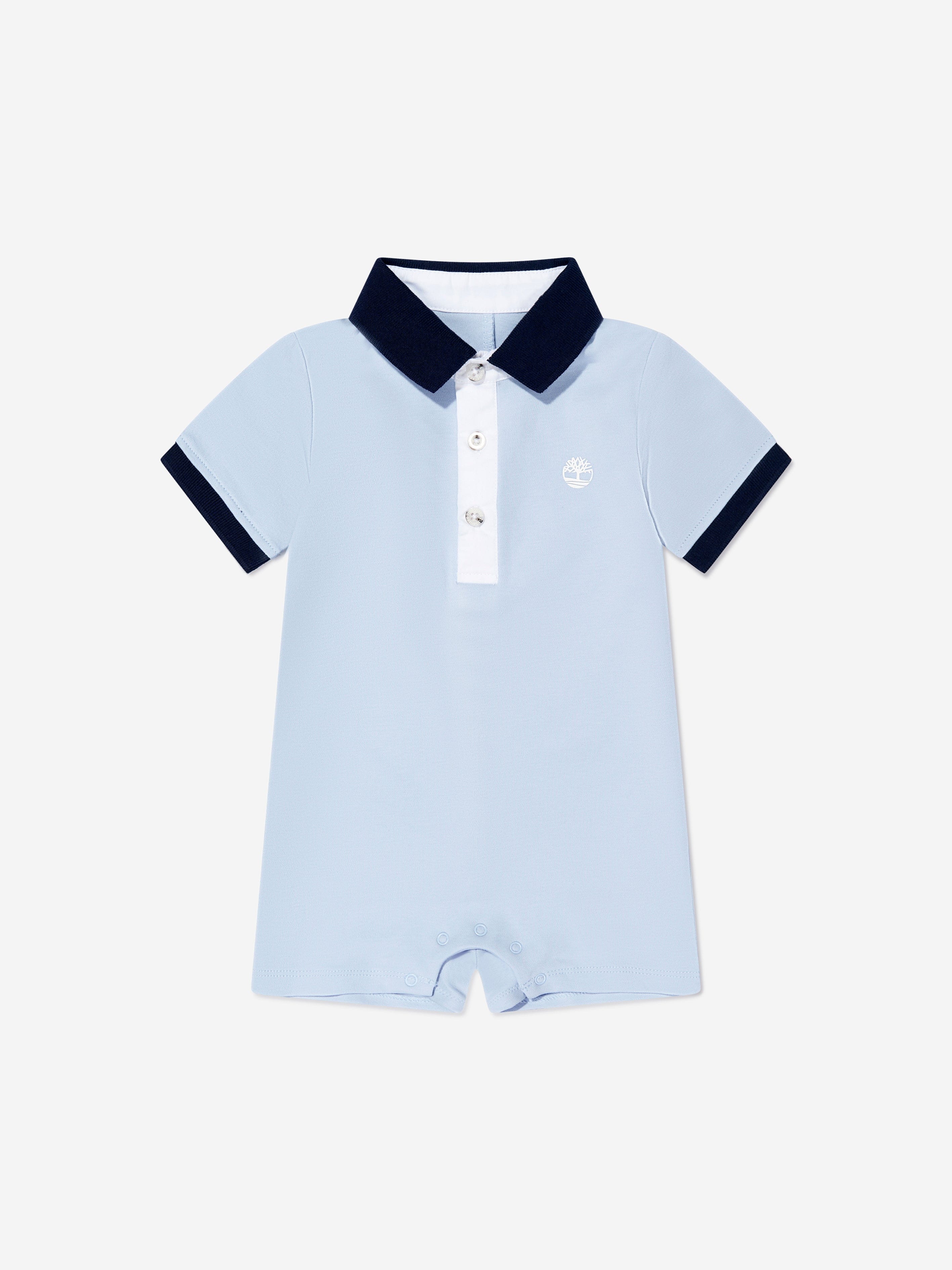 Timberland Baby Boys Polo Romper And Hat Set in Blue