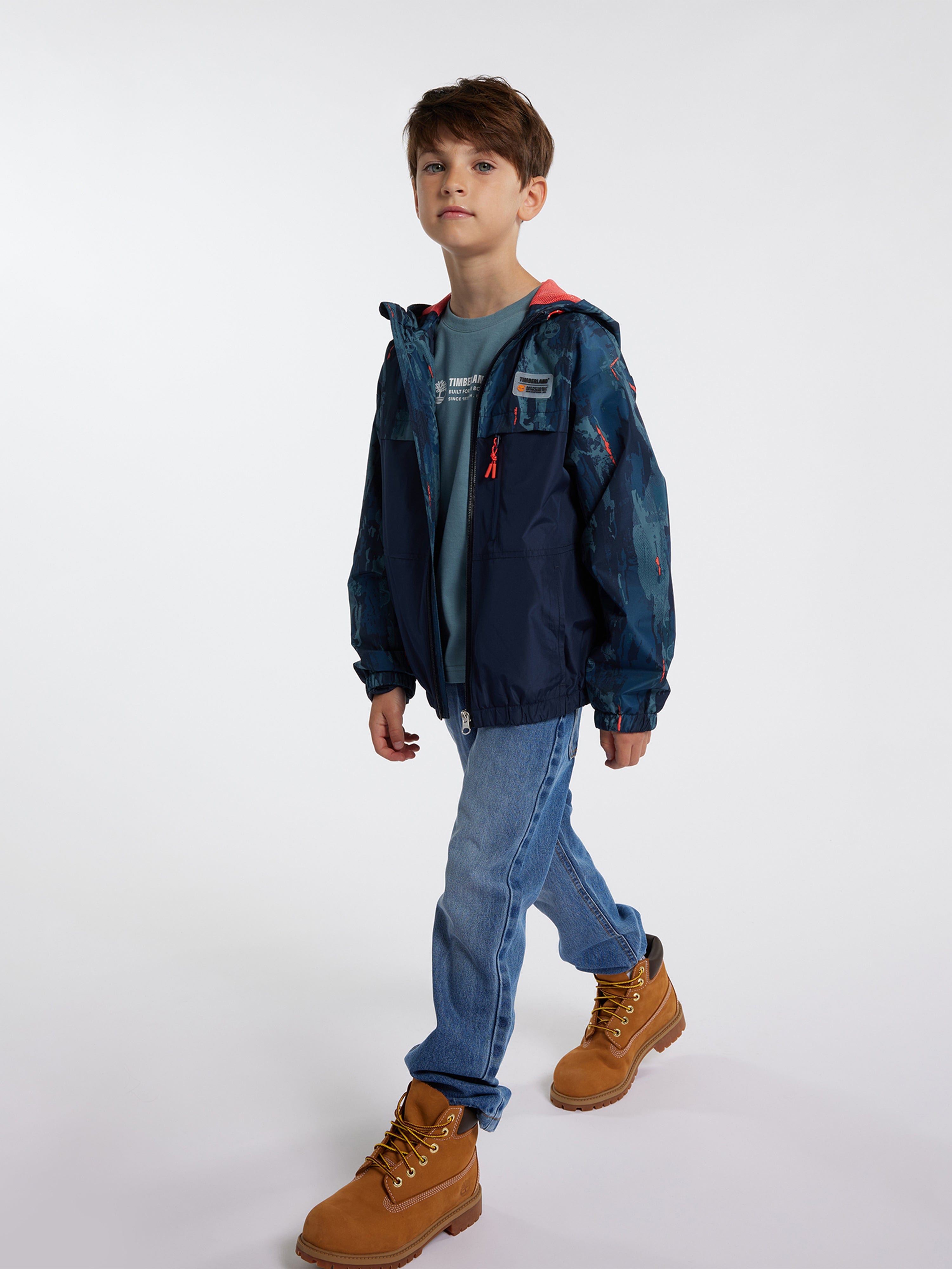 Timberland Boys Hooded Windbreaker in Blue