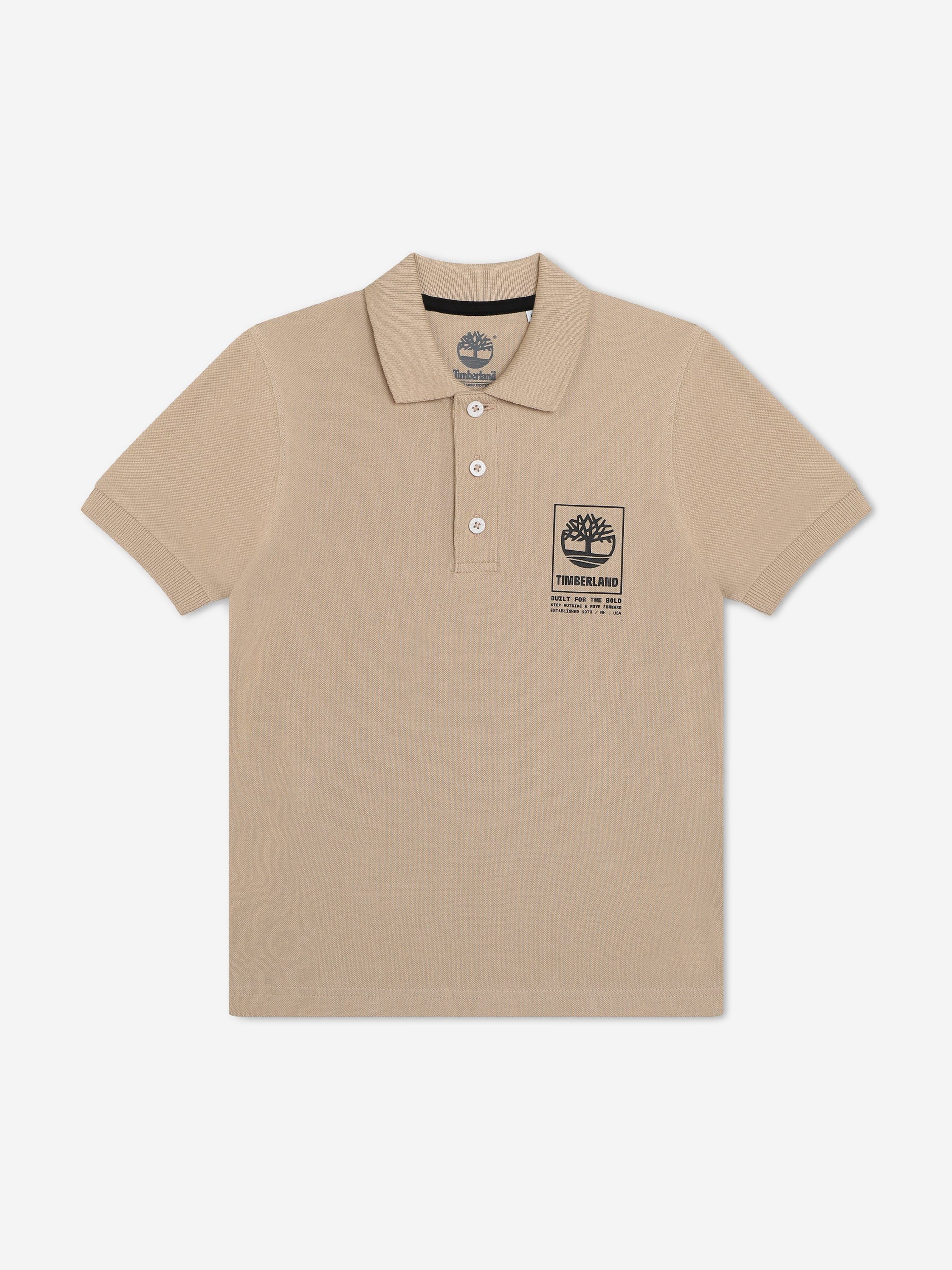 Timberland Boys Logo Polo Shirt in Beige