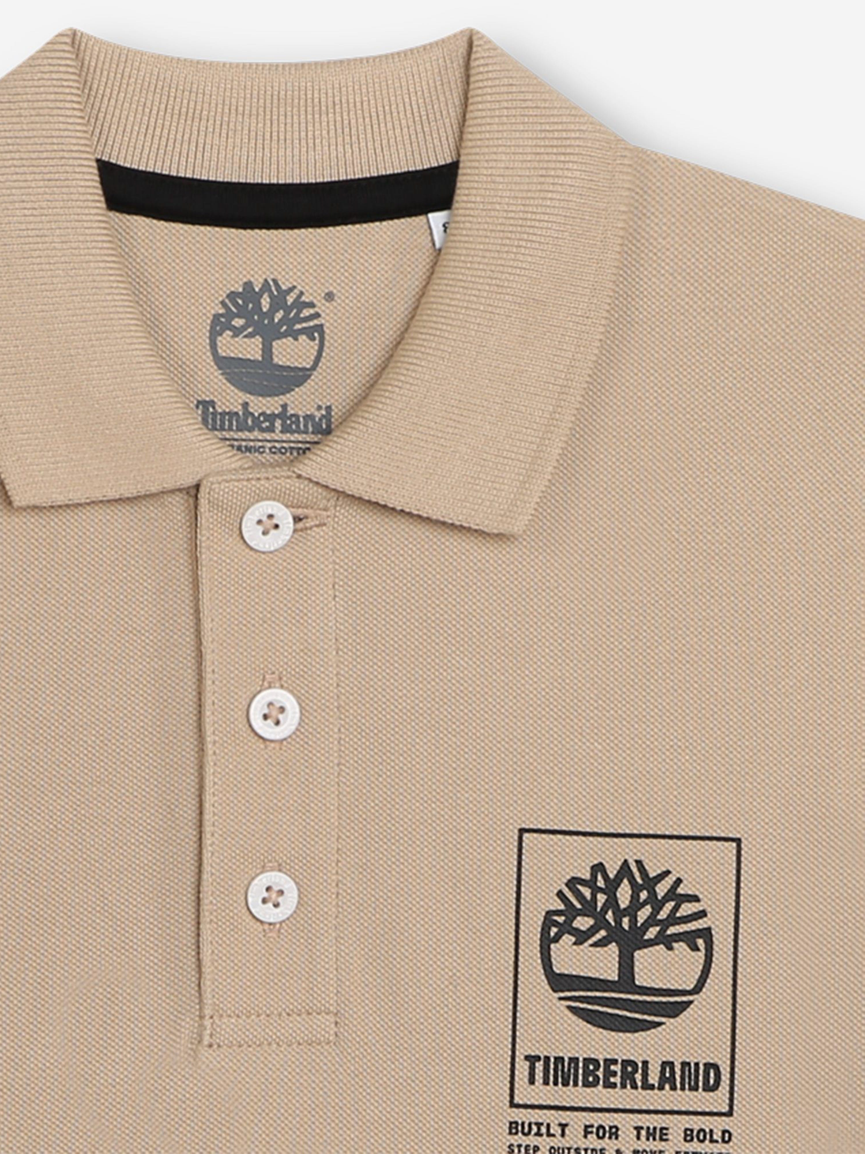 Timberland Boys Logo Polo Shirt in Beige