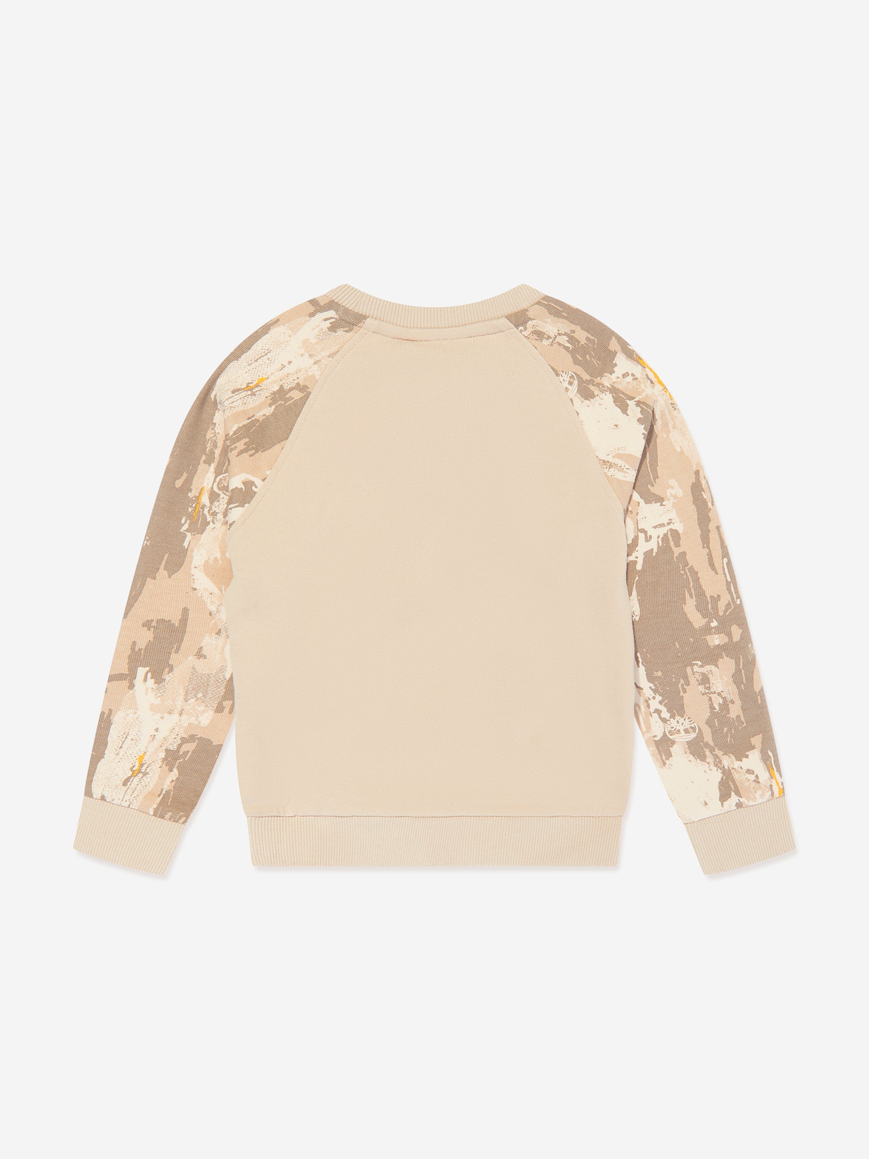 Timberland Boys Patterned Sleeve Sweatshirt in Beige