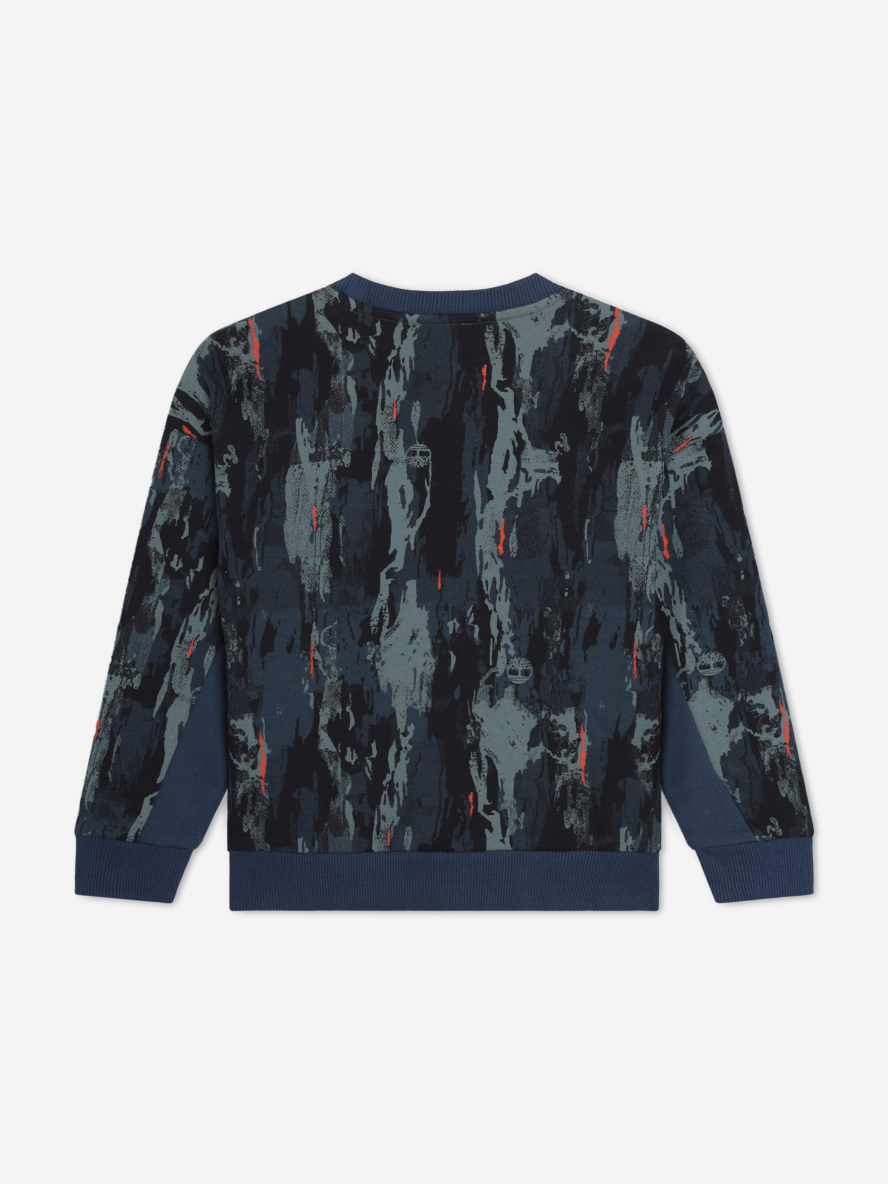 Timberland Boys Patterned Logo Sweatshirt in Blue