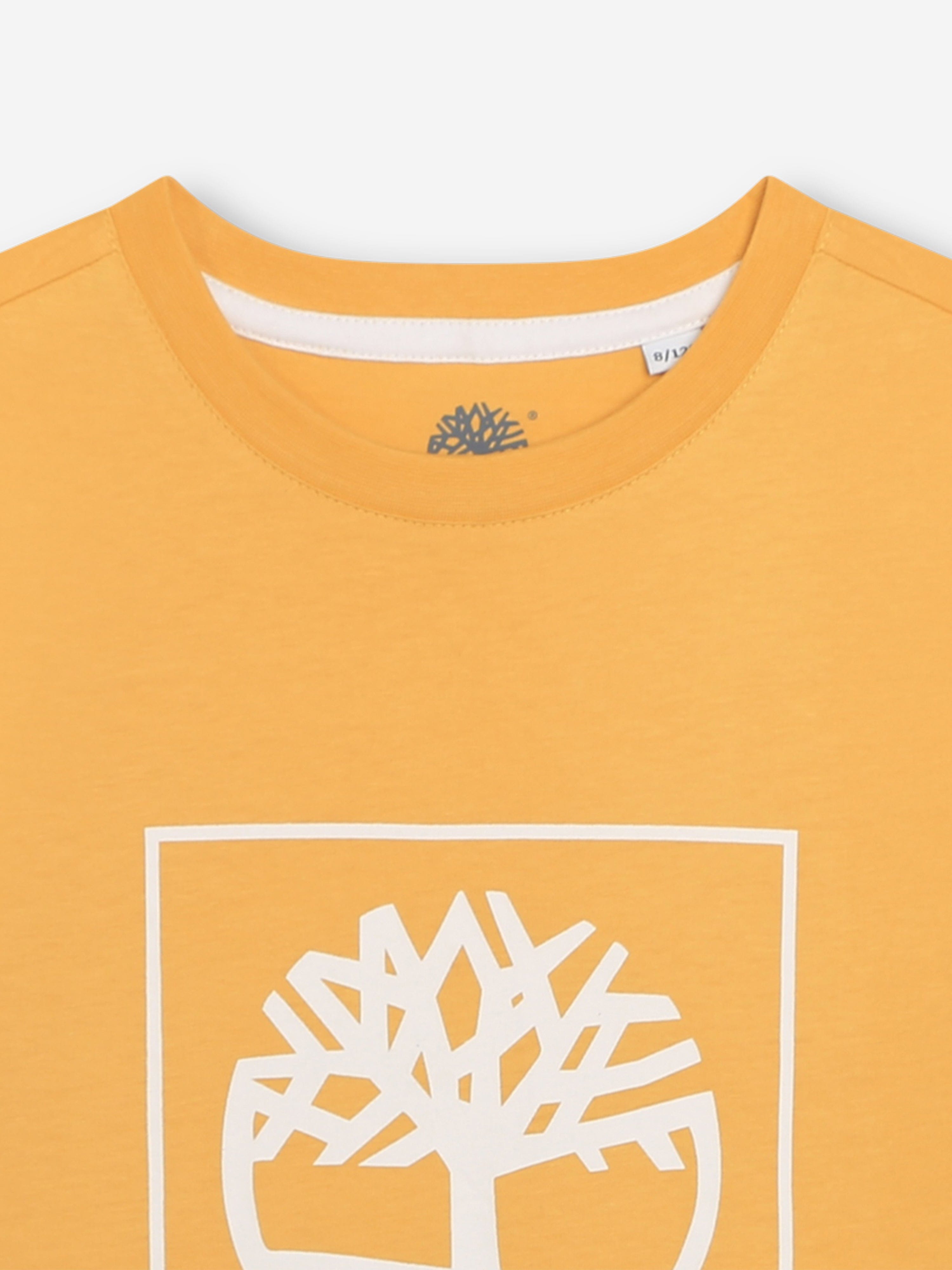 Timberland Boys Logo Print T-Shirt in Yellow