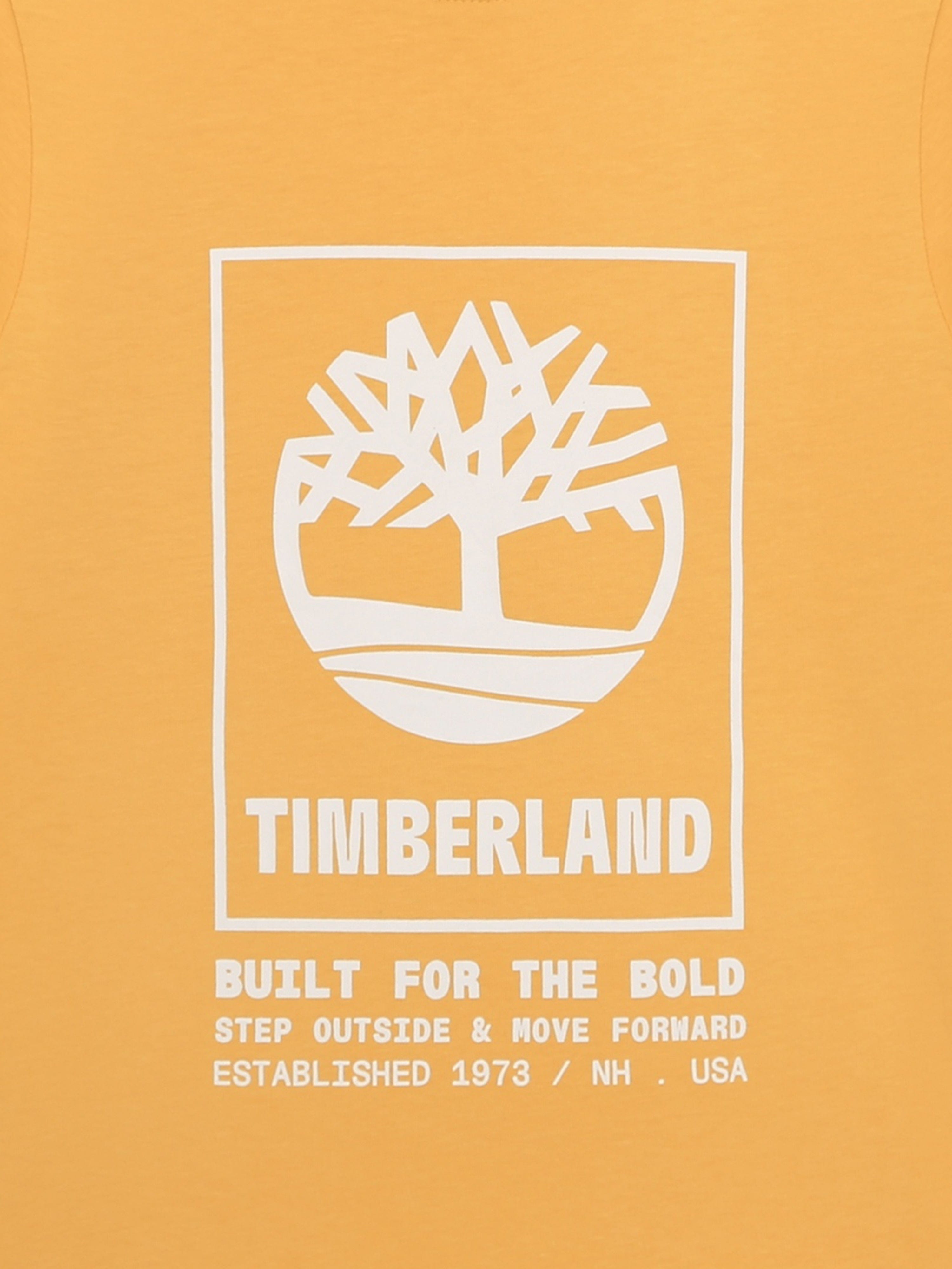 Timberland Boys Logo Print T-Shirt in Yellow