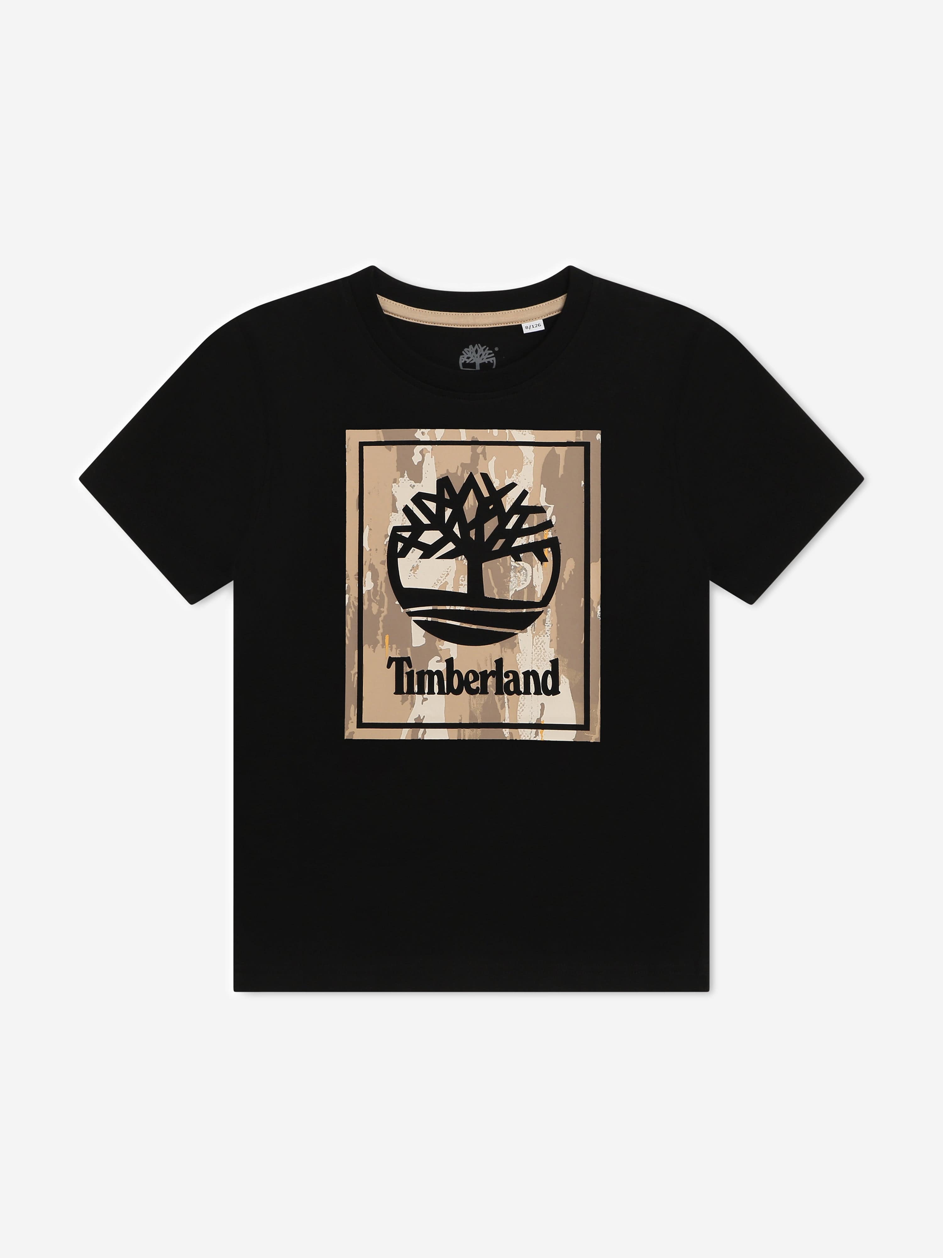 Timberland Boys Logo Print T-Shirt in Black