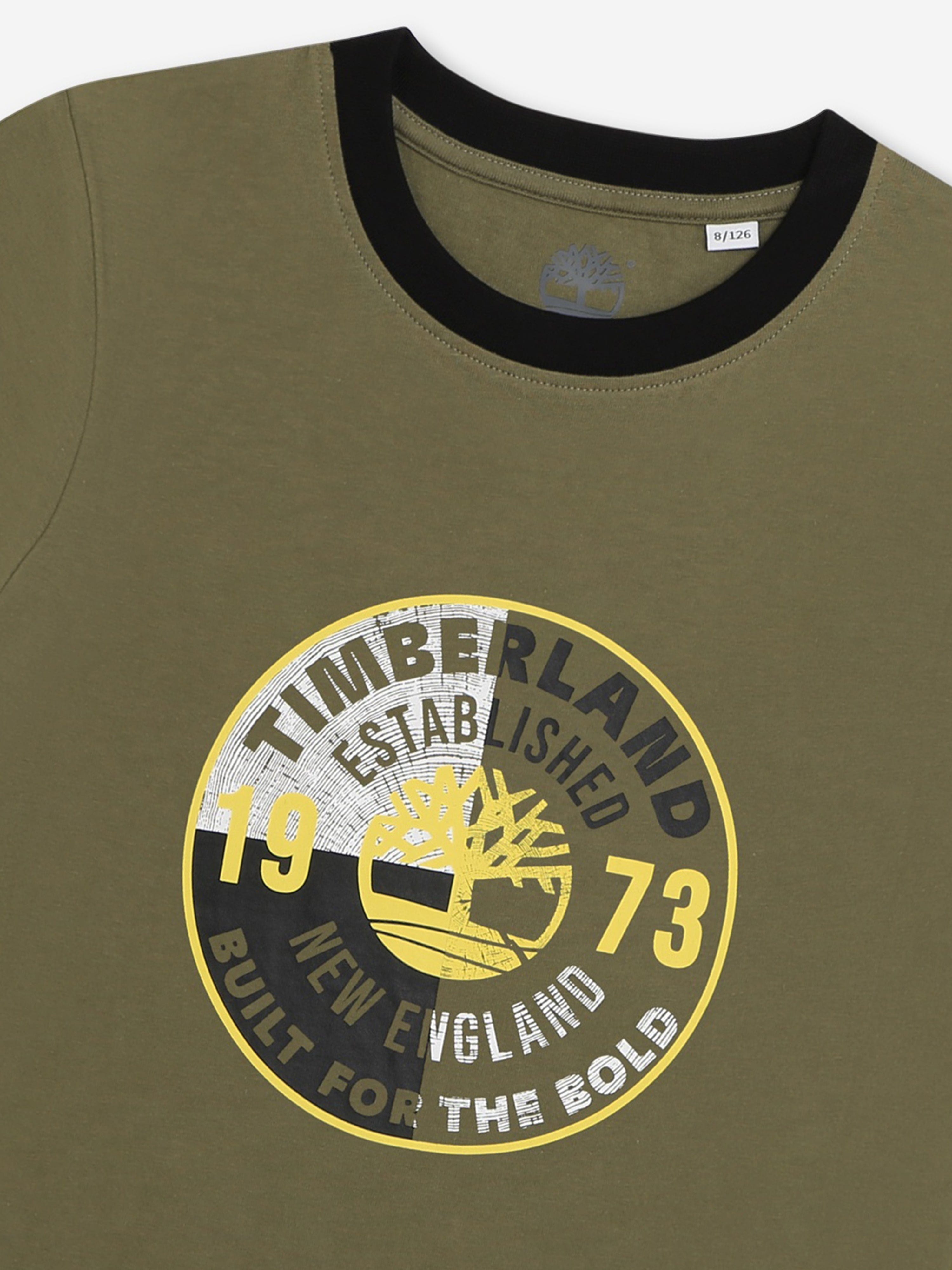 Timberland Boys Logo Print T-Shirt in Green