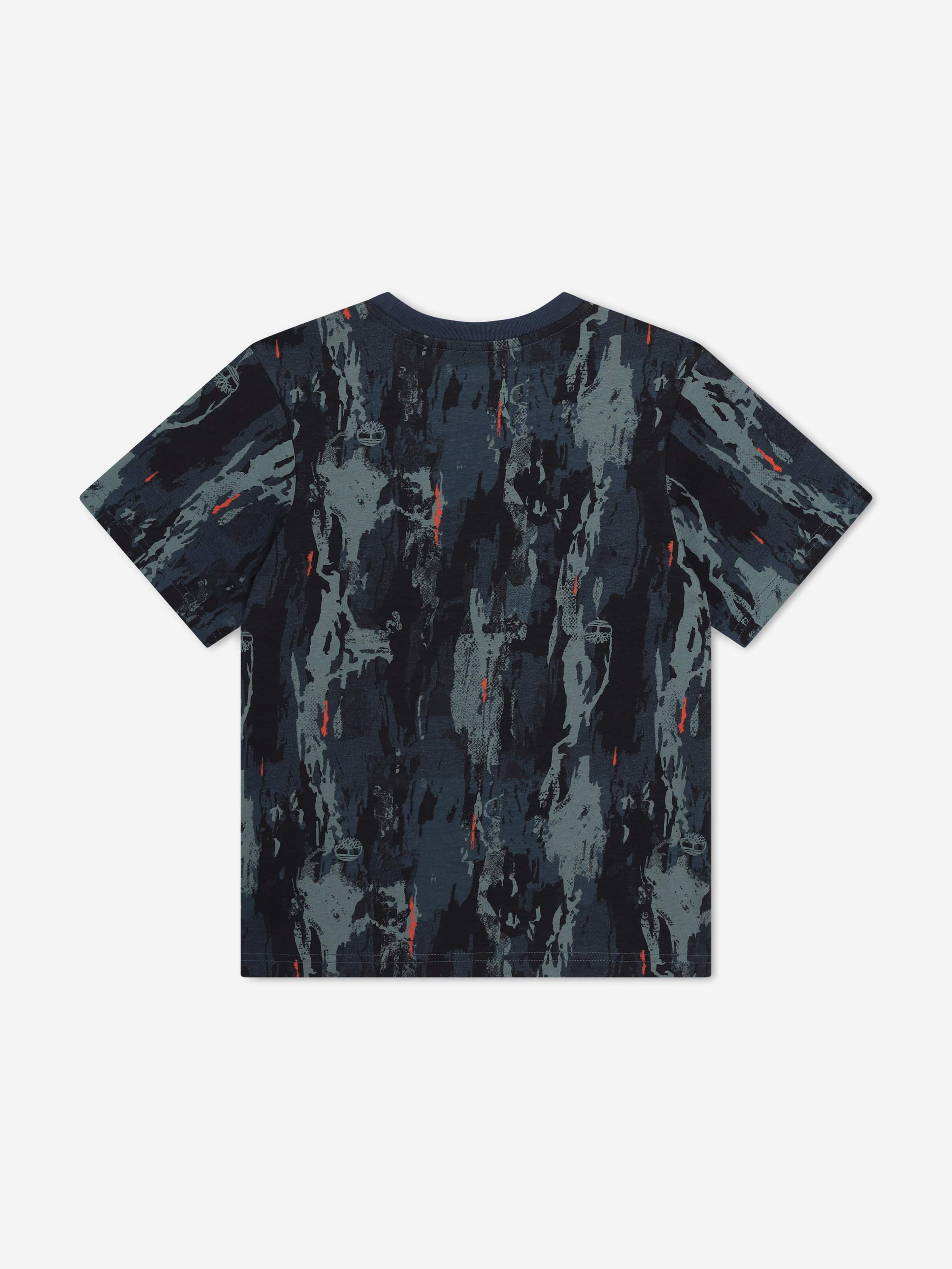 Timberland Boys Patterned Pocket T-Shirt in Blue