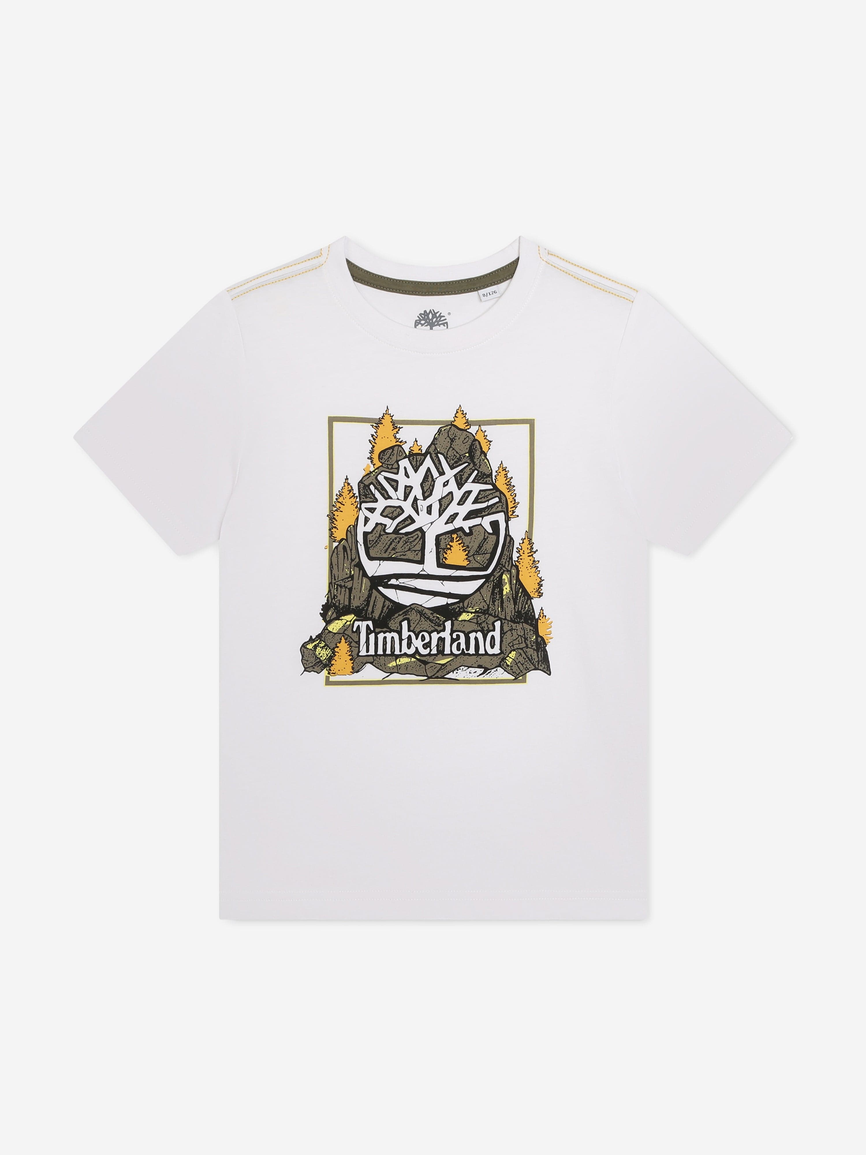 Timberland Boys Logo Print T-Shirt in White