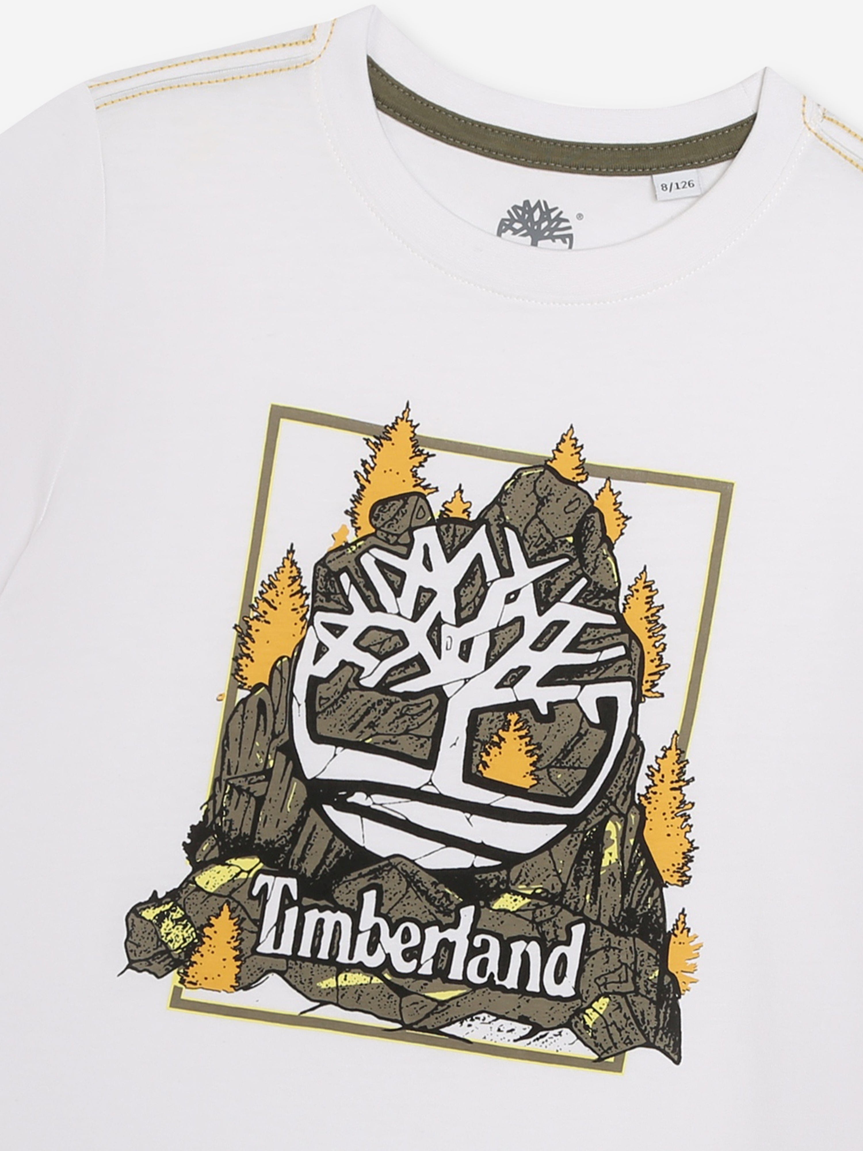 Timberland Boys Logo Print T-Shirt in White