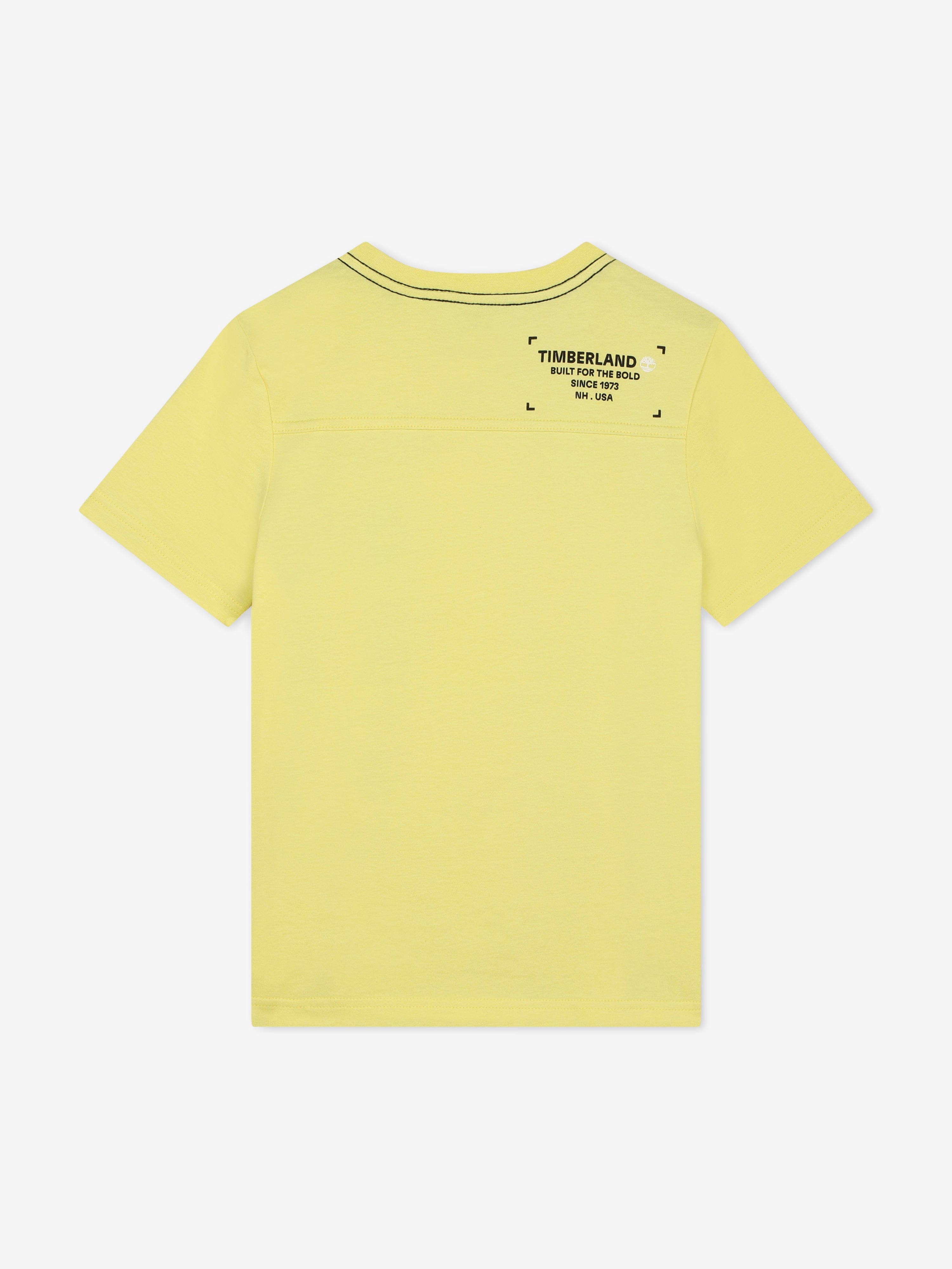 Timberland Boys Logo Print T-Shirt in Yellow