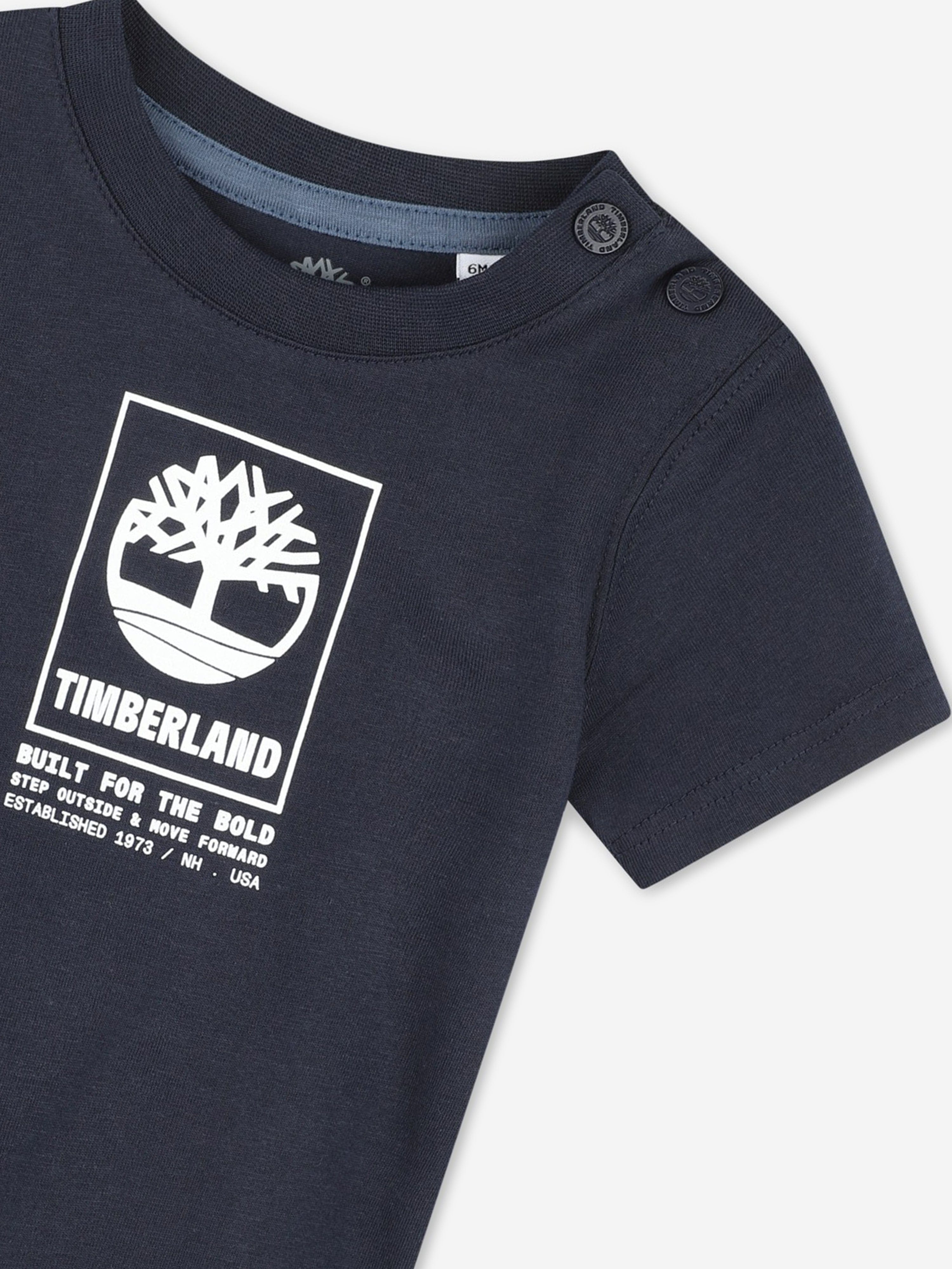 Timberland Baby Boys Logo Print T-Shirt in Navy