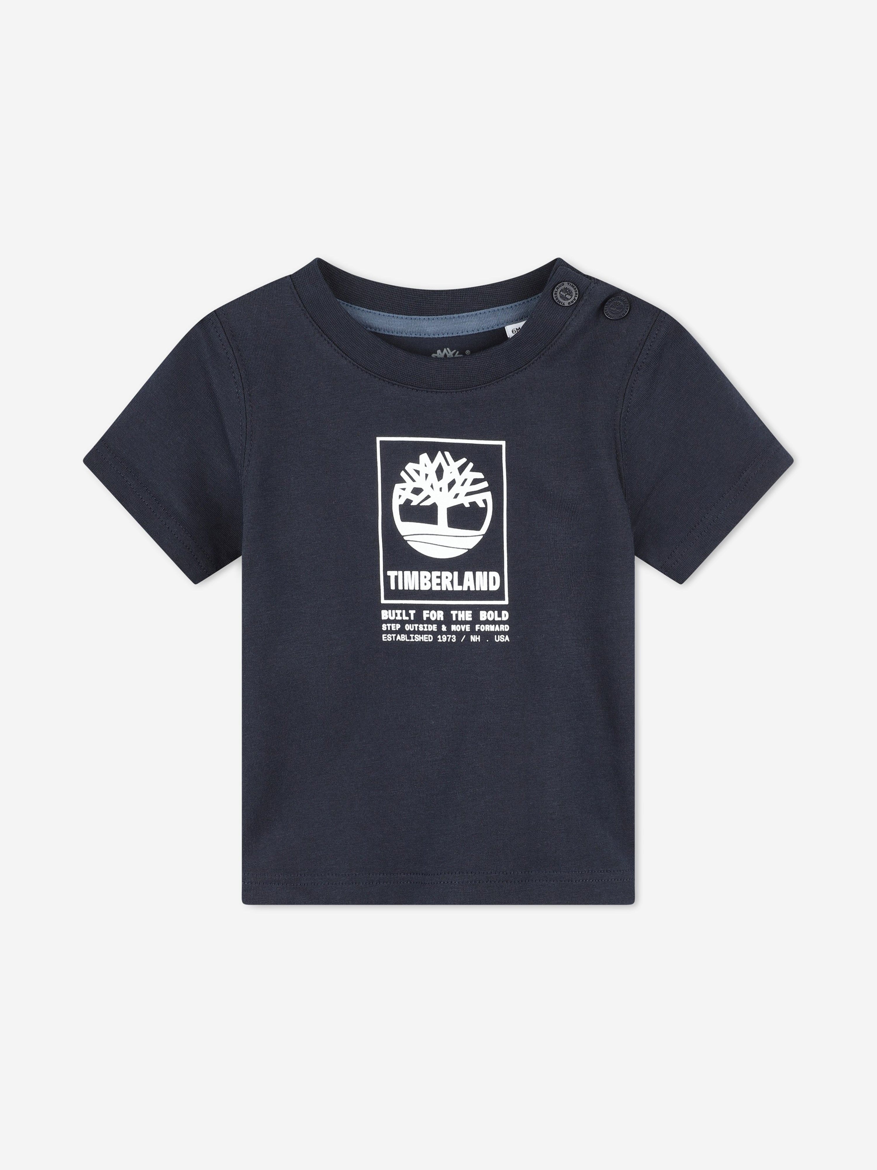 Timberland Baby Boys Logo Print T-Shirt in Navy