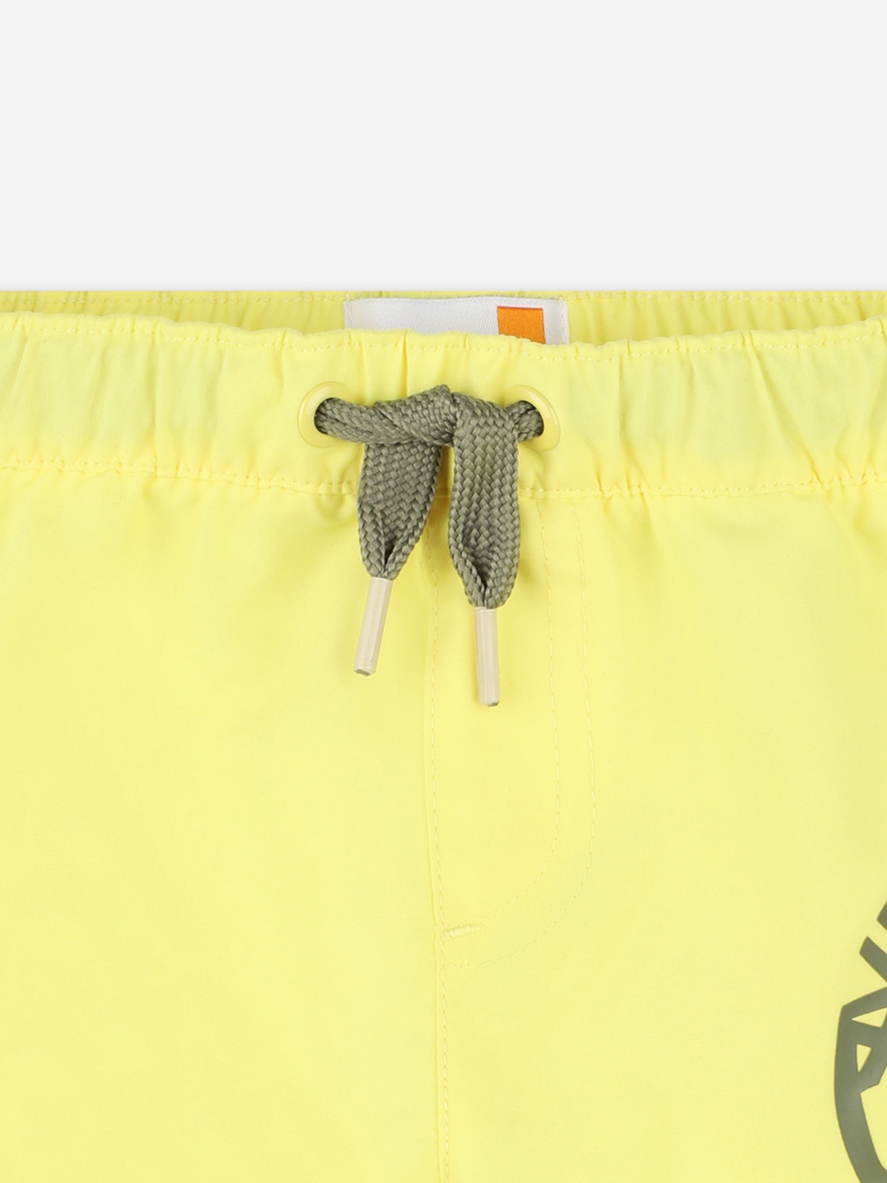 Timberland Baby Boys Logo Print Swim Shorts in Yellow