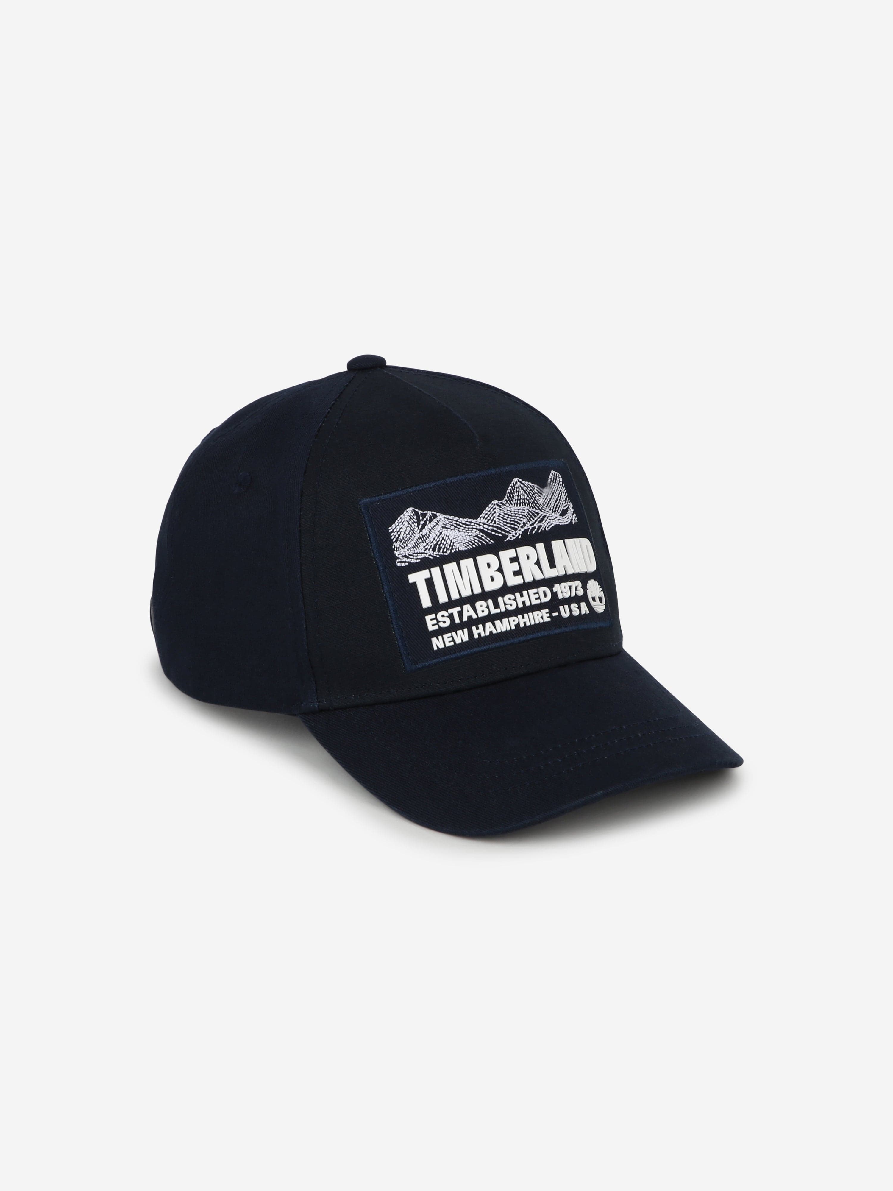 Timberland Boys Logo Print Cap in Navy