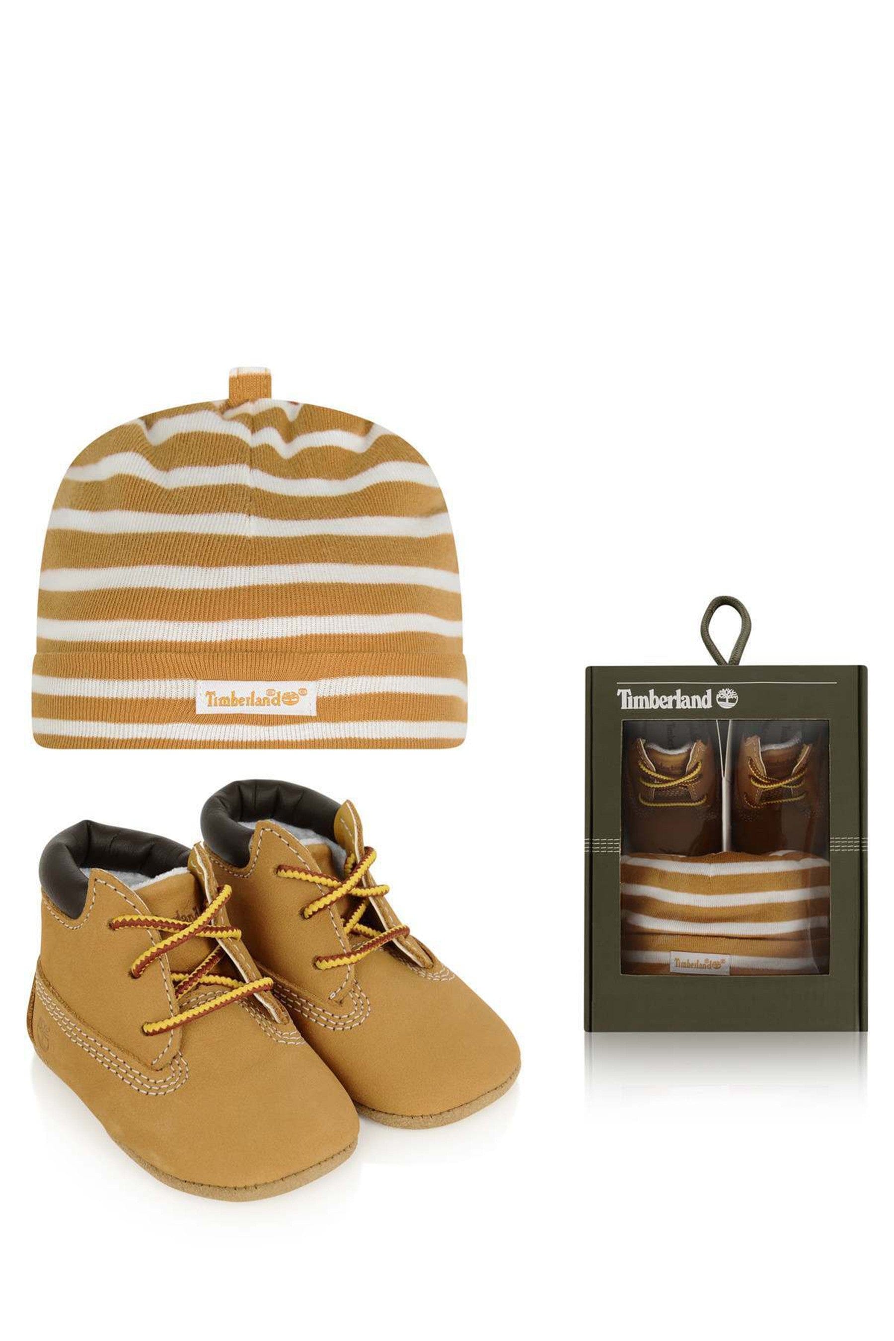 Timberland Baby Nubuck Crib Booties And Hat Set