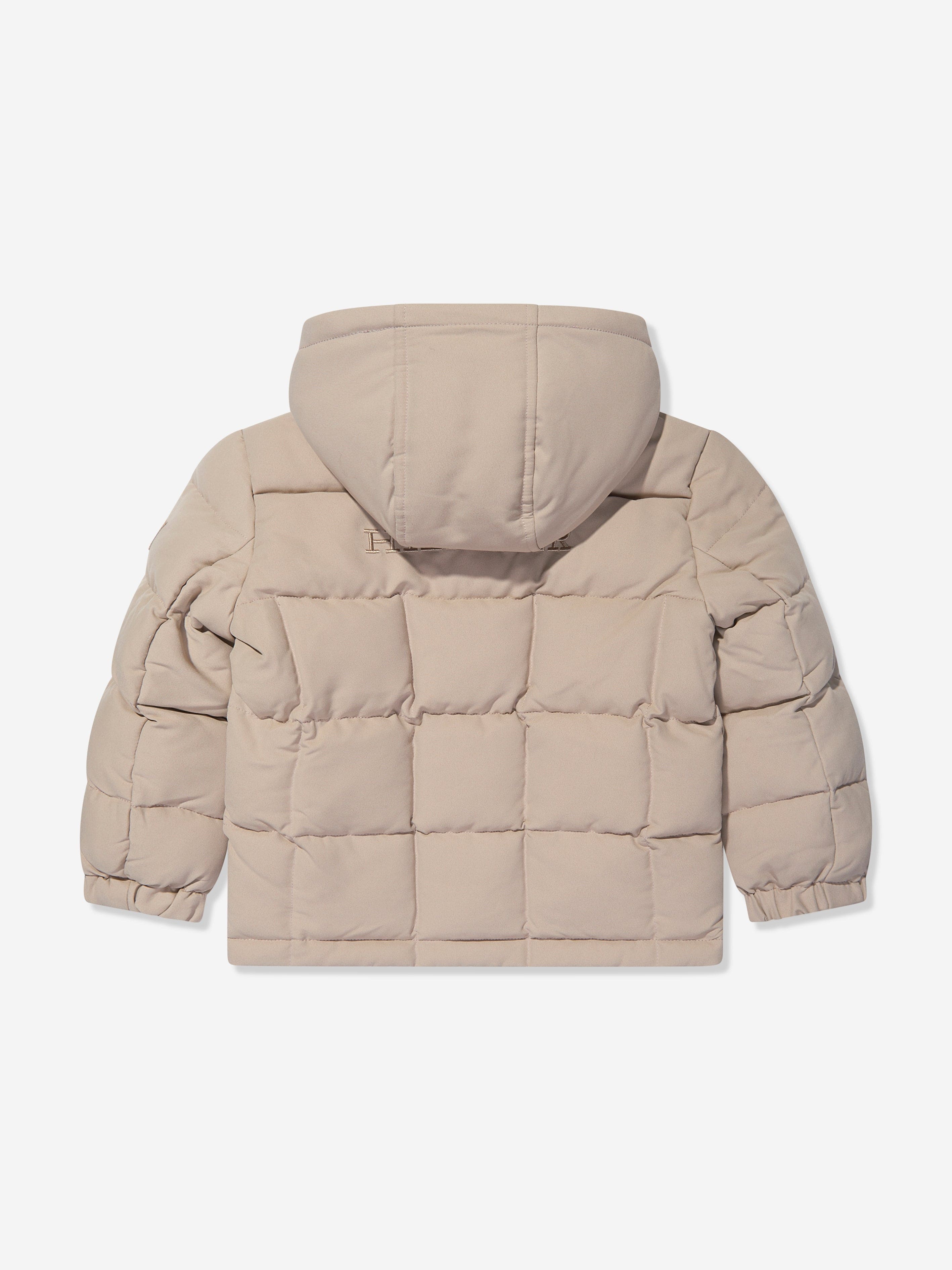 Tommy Hilfiger Boys Square Quilted Longer Jacket in Beige