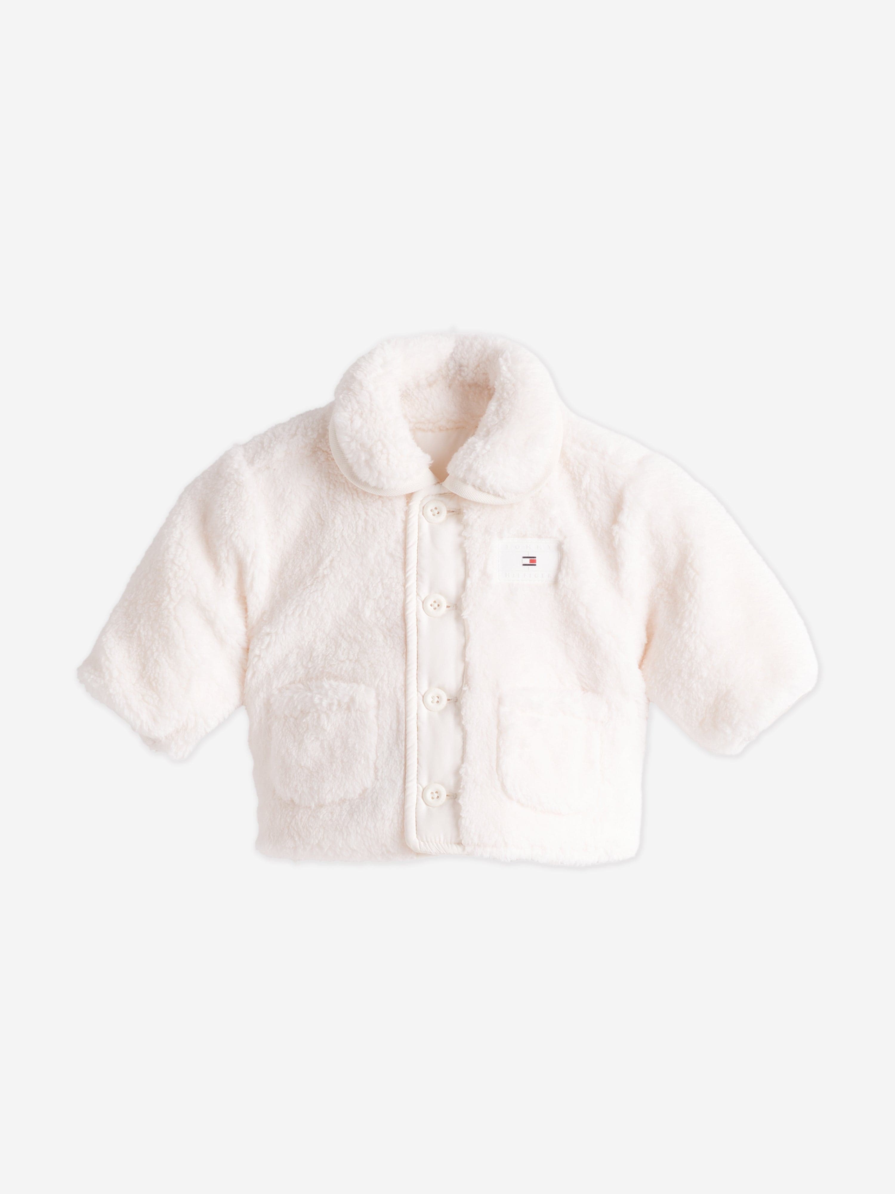 Tommy Hilfiger Baby Girls Reversible Teddy Jacket in White