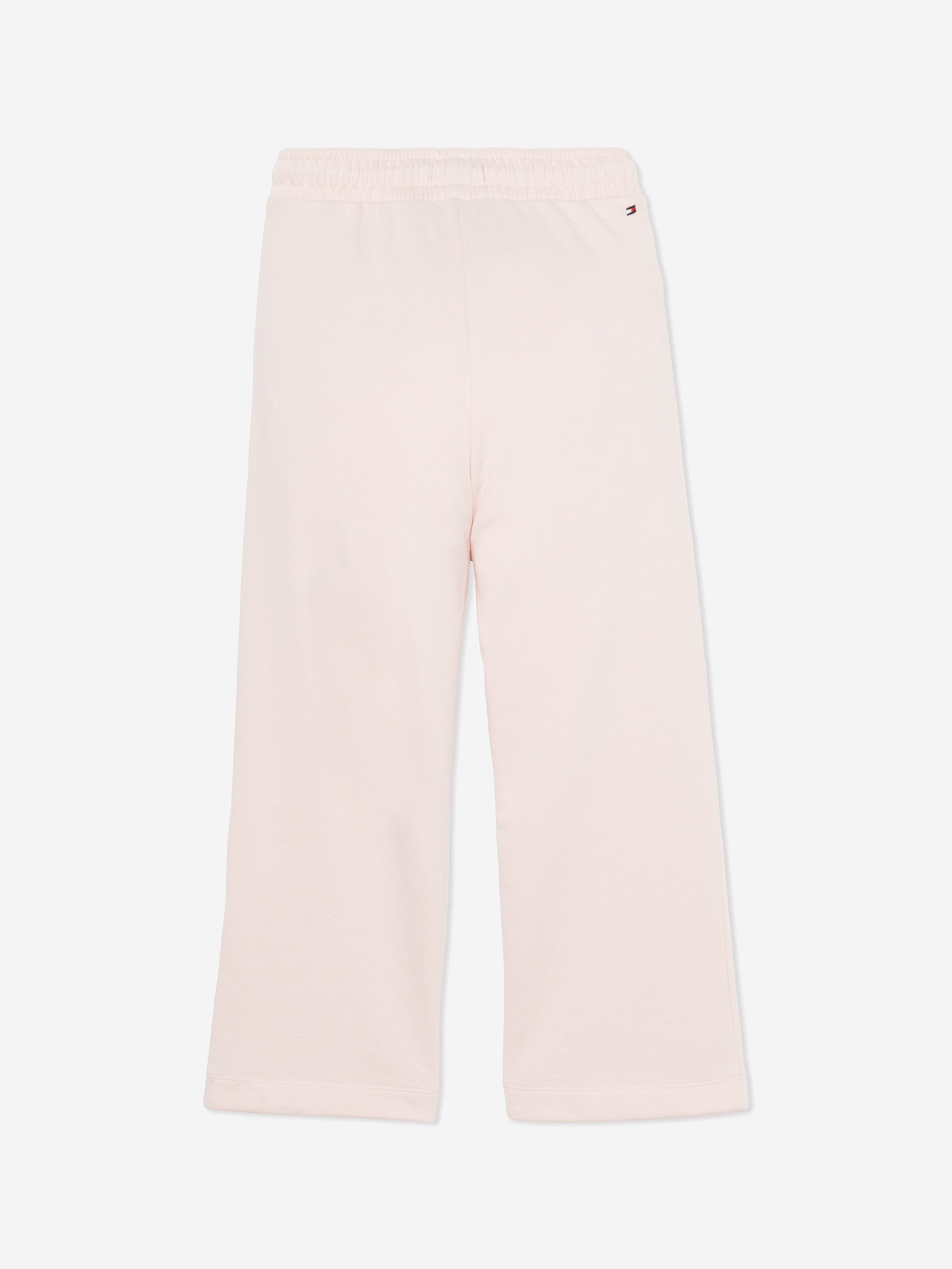 Tommy Hilfiger Girls Logo Script Wide Leg Joggers in Pink