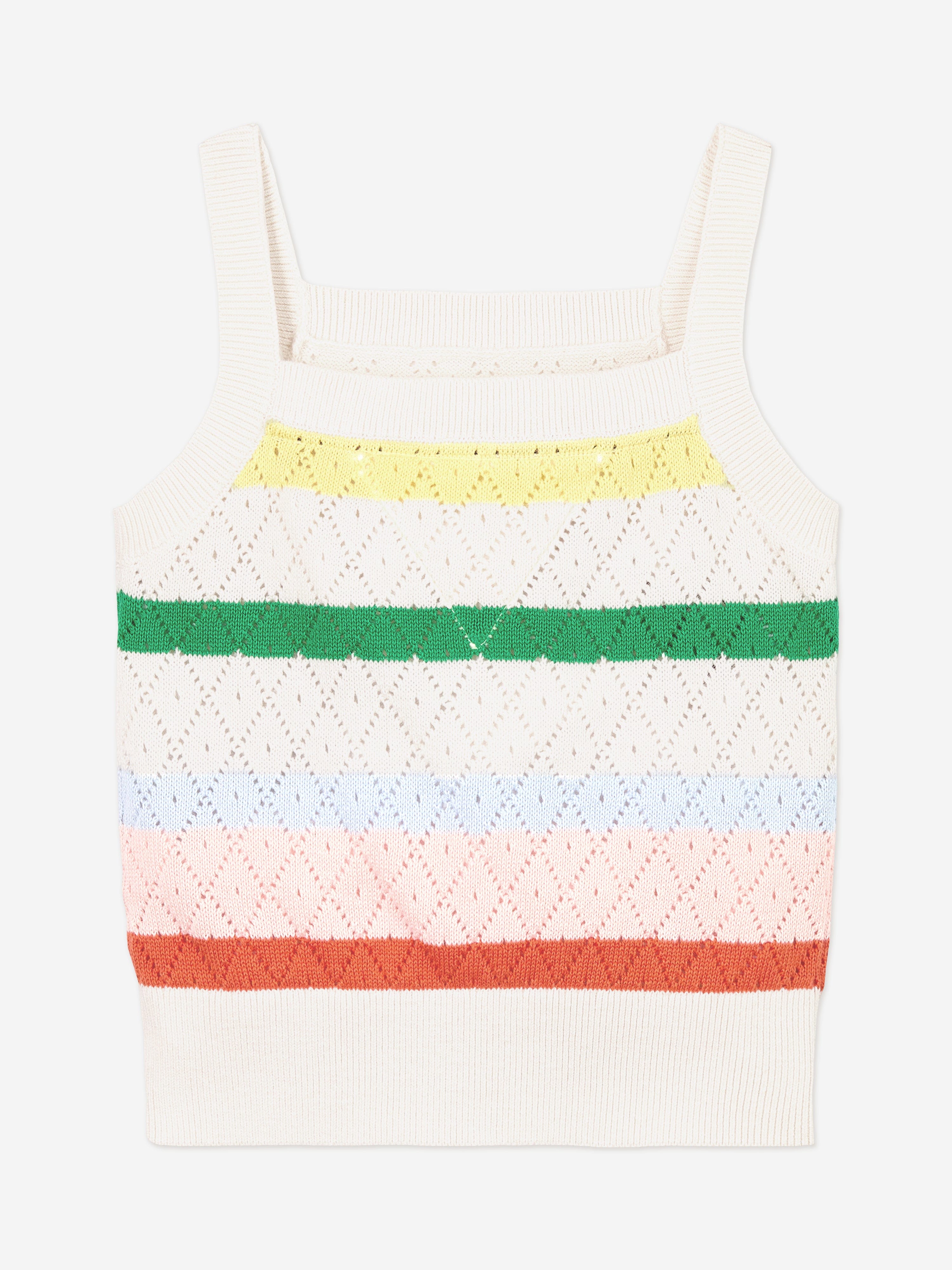 Tommy Hilfiger Girls Striped Crochet Top in Multicolour