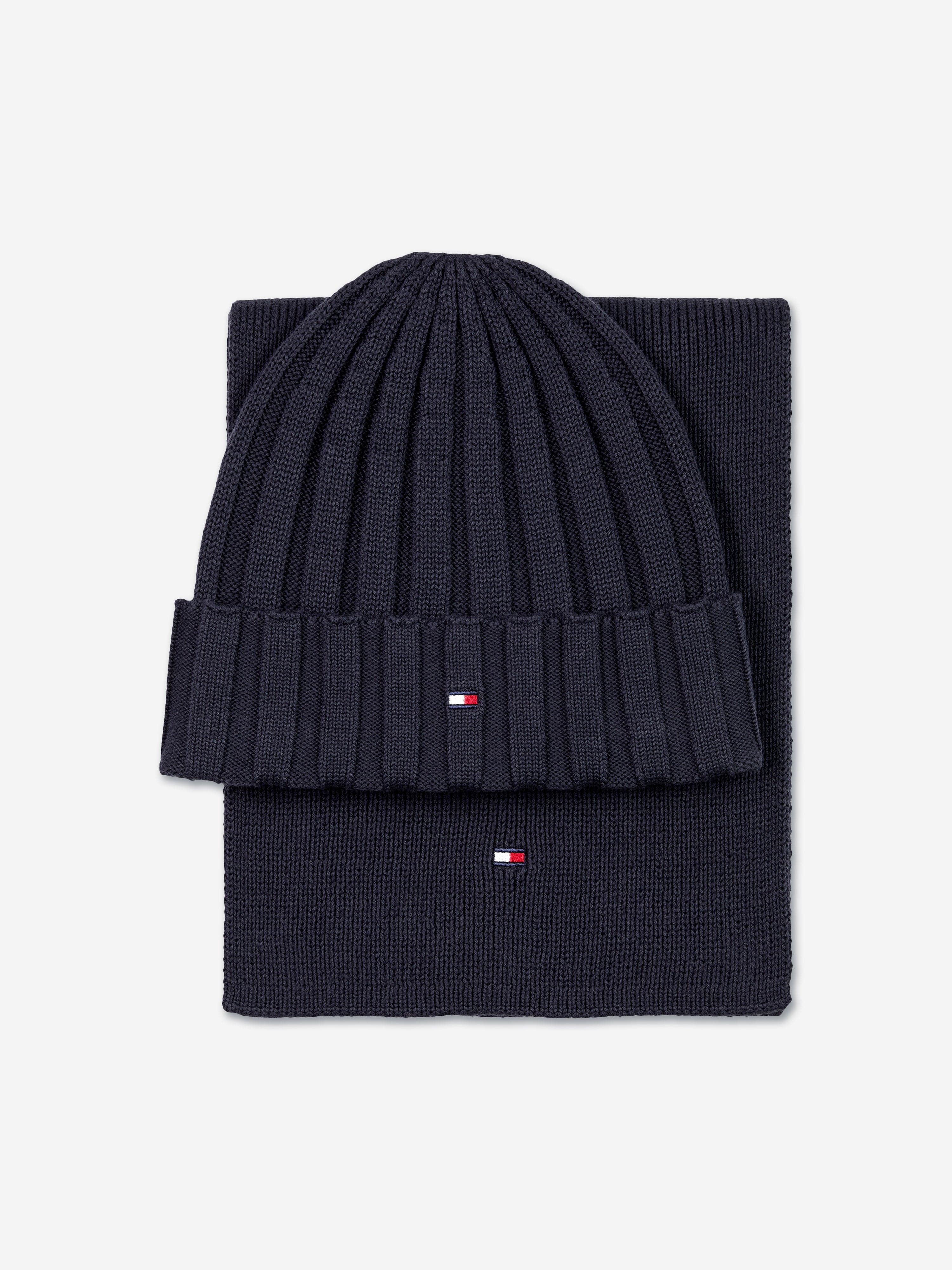 Tommy Hilfiger Kids Small Flag Beanie & Scarf Set in Navy