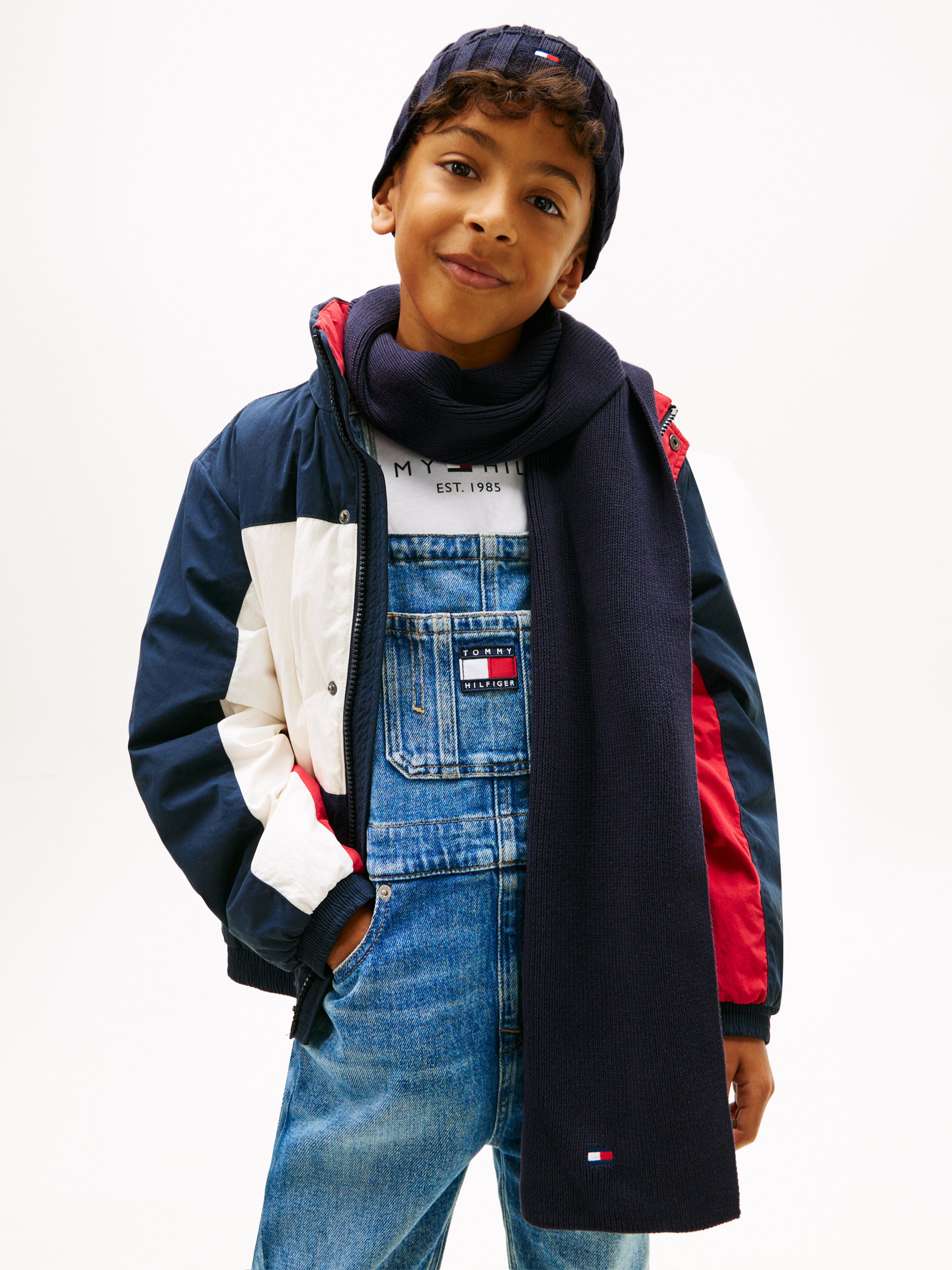 Tommy Hilfiger Kids Small Flag Beanie & Scarf Set in Navy