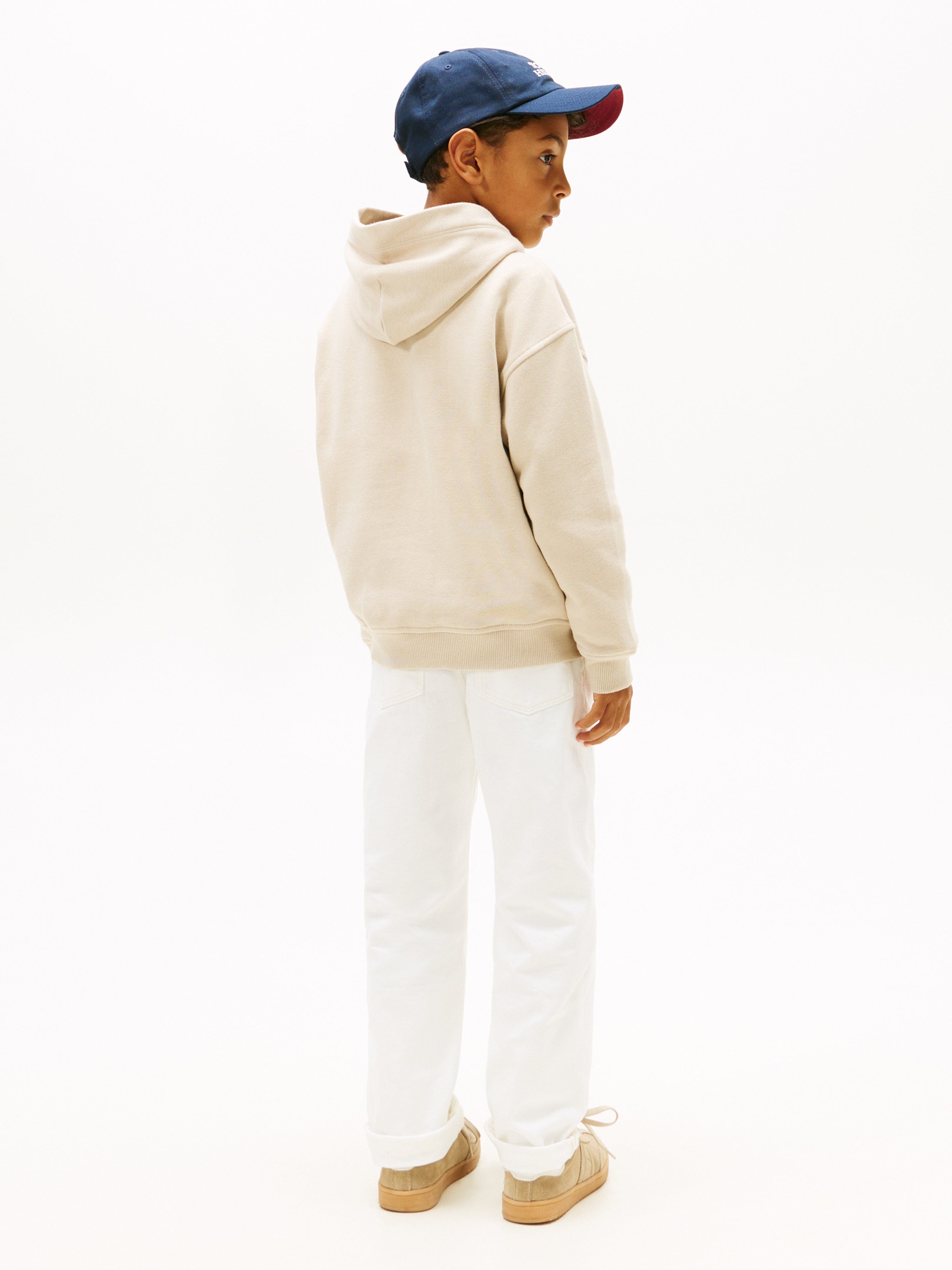 Tommy Hilfiger Boys Monotype Print Hoodie in Beige