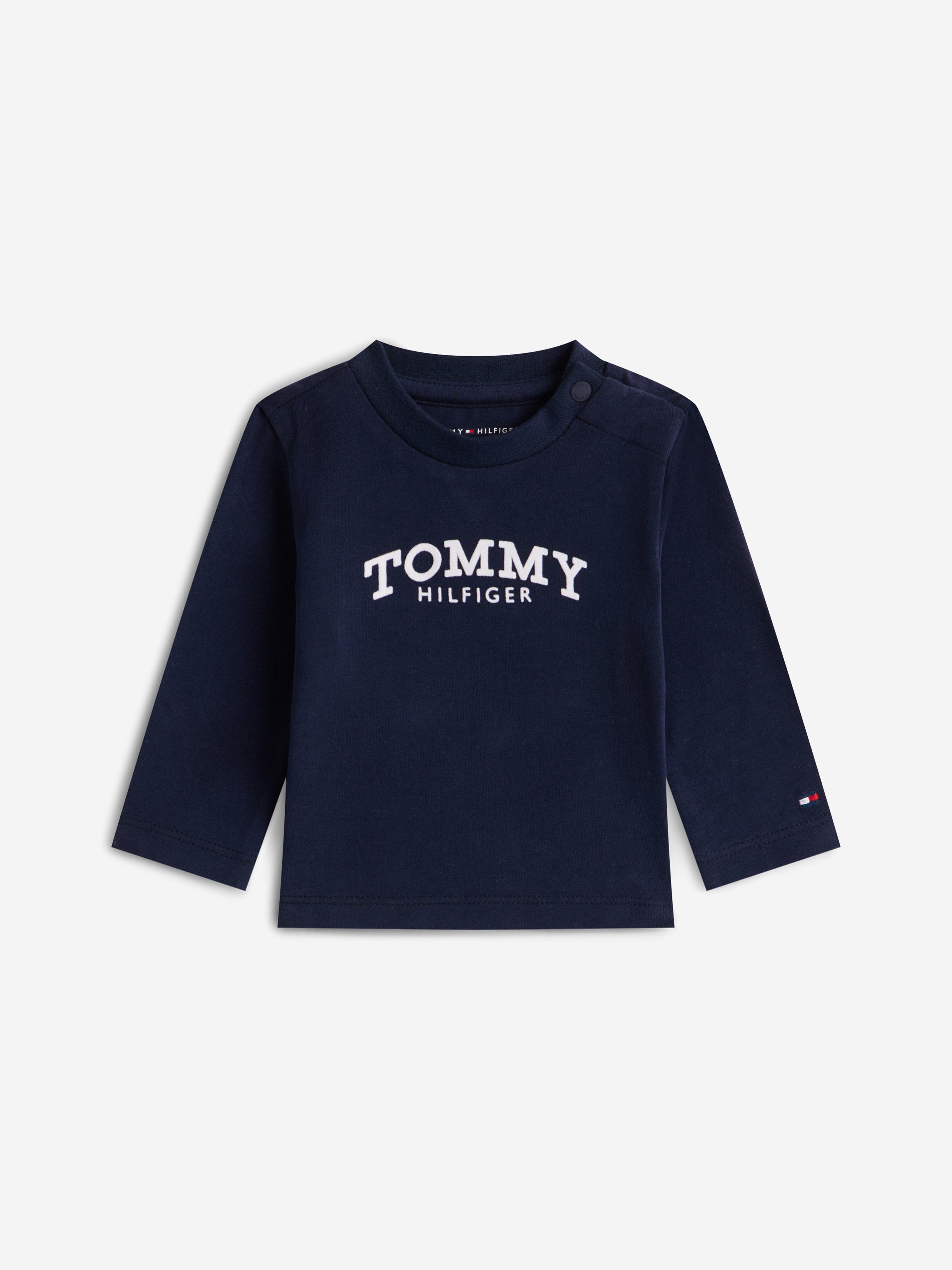 Tommy Hilfiger Baby Boys Monotype Logo Long Sleeve T-Shirt in Navy